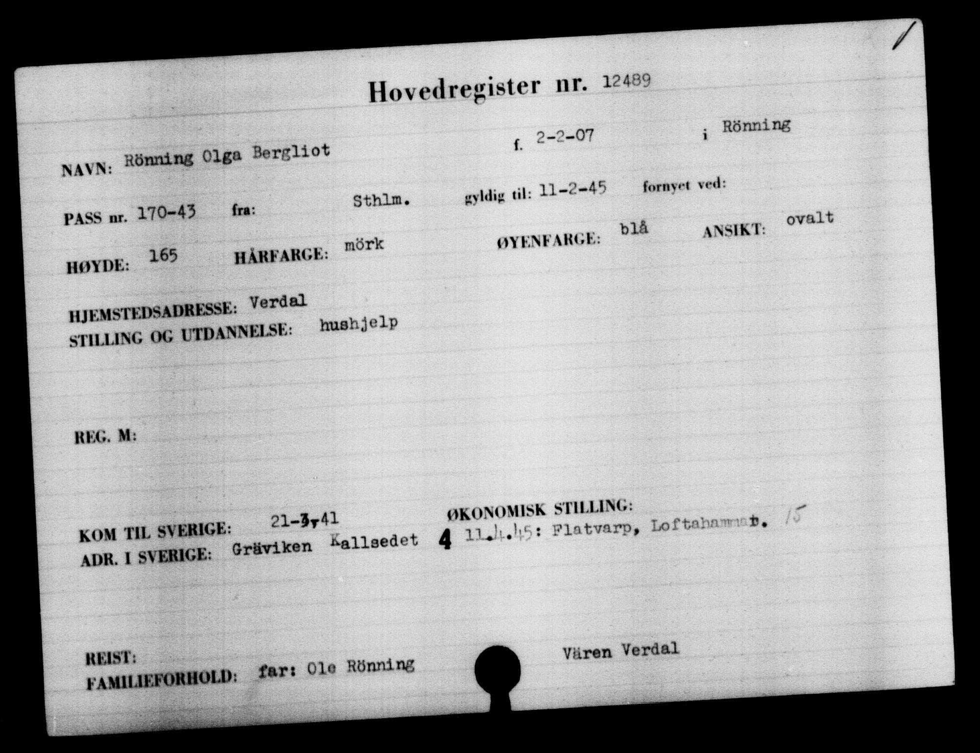 Den Kgl. Norske Legasjons Flyktningskontor, RA/S-6753/V/Va/L0006: Kjesäterkartoteket.  Flyktningenr. 9400-12711, 1940-1945, p. 3522