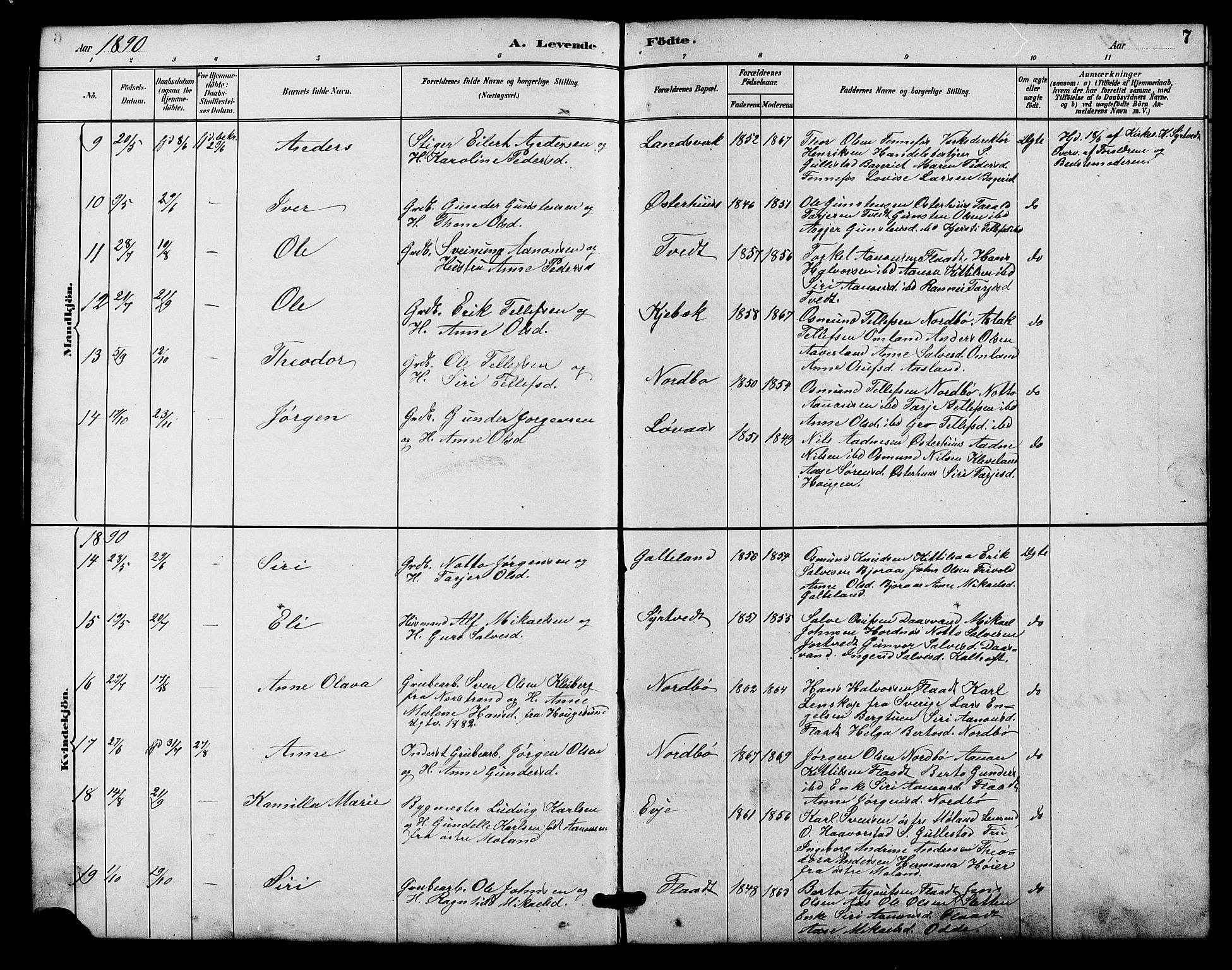 Evje sokneprestkontor, SAK/1111-0008/F/Fb/Fba/L0003: Parish register (copy) no. B 3, 1888-1903, p. 7