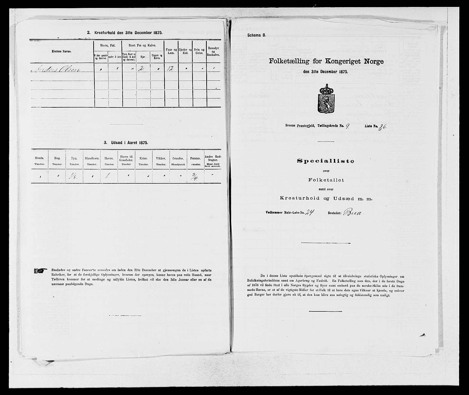 SAB, 1875 census for 1216P Sveio, 1875, p. 1171