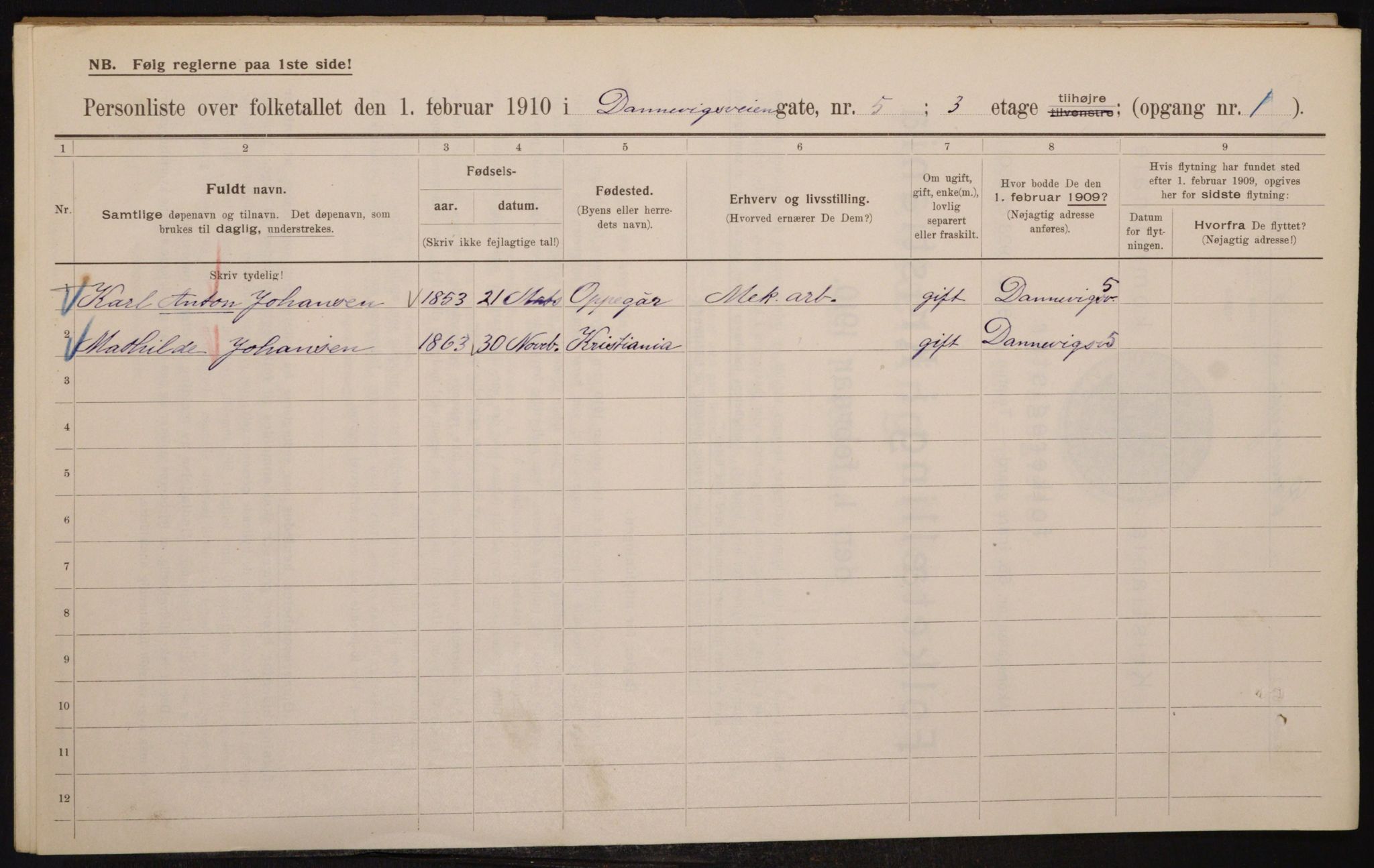 OBA, Municipal Census 1910 for Kristiania, 1910, p. 14447