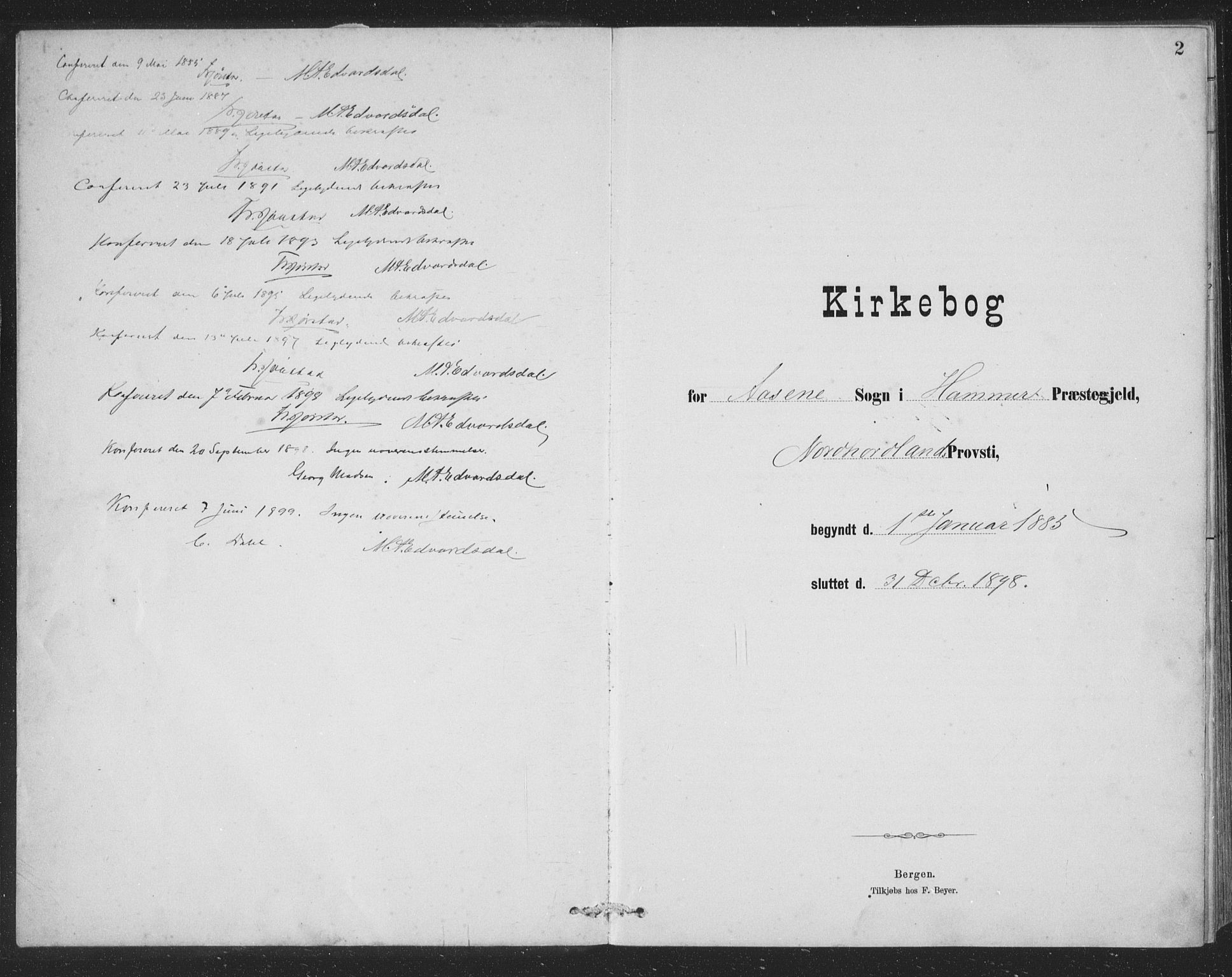 Åsane sokneprestembete, AV/SAB-A-79401/H/Hab: Parish register (copy) no. A 2, 1885-1898, p. 2