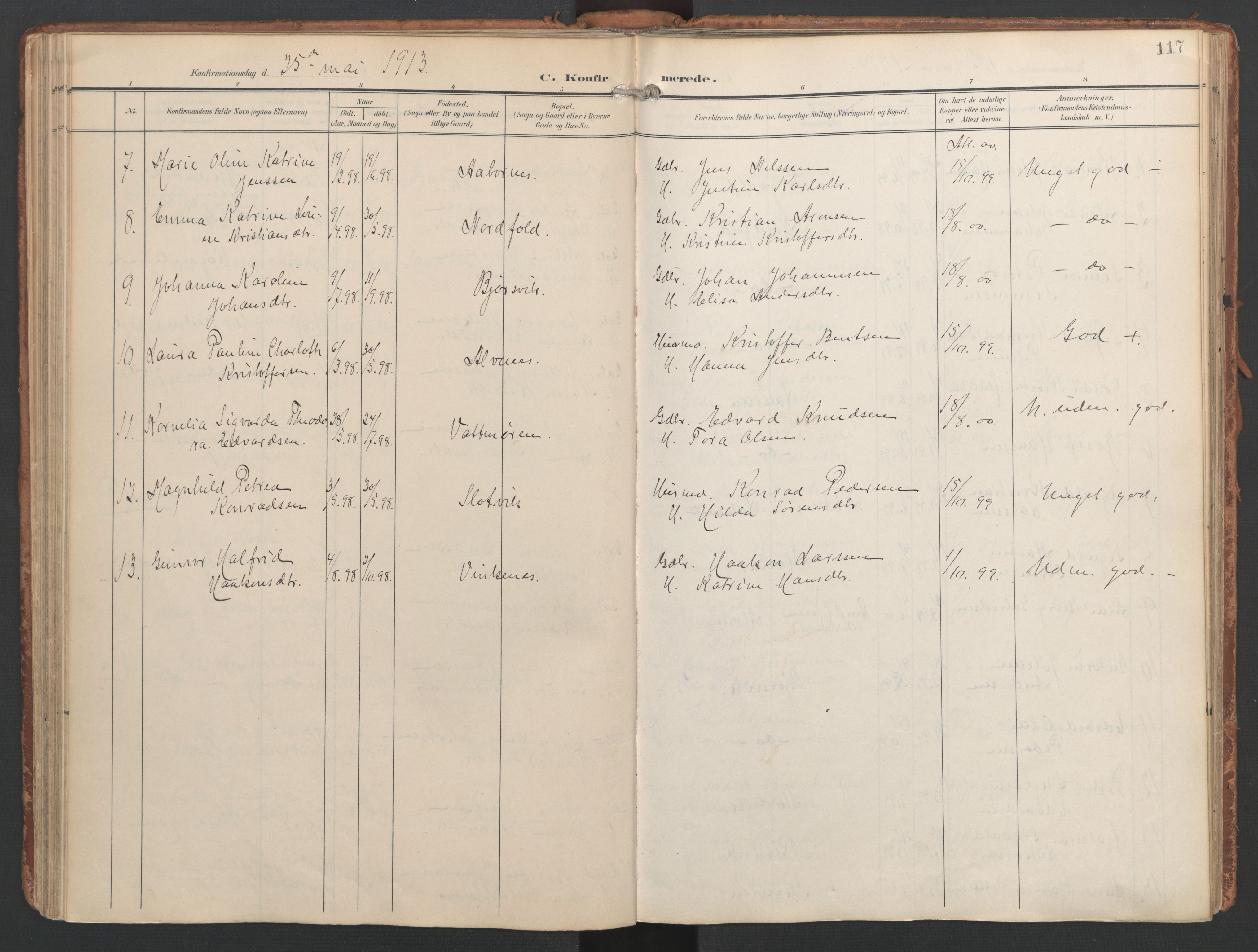 Ministerialprotokoller, klokkerbøker og fødselsregistre - Nordland, SAT/A-1459/858/L0832: Parish register (official) no. 858A02, 1902-1915, p. 117