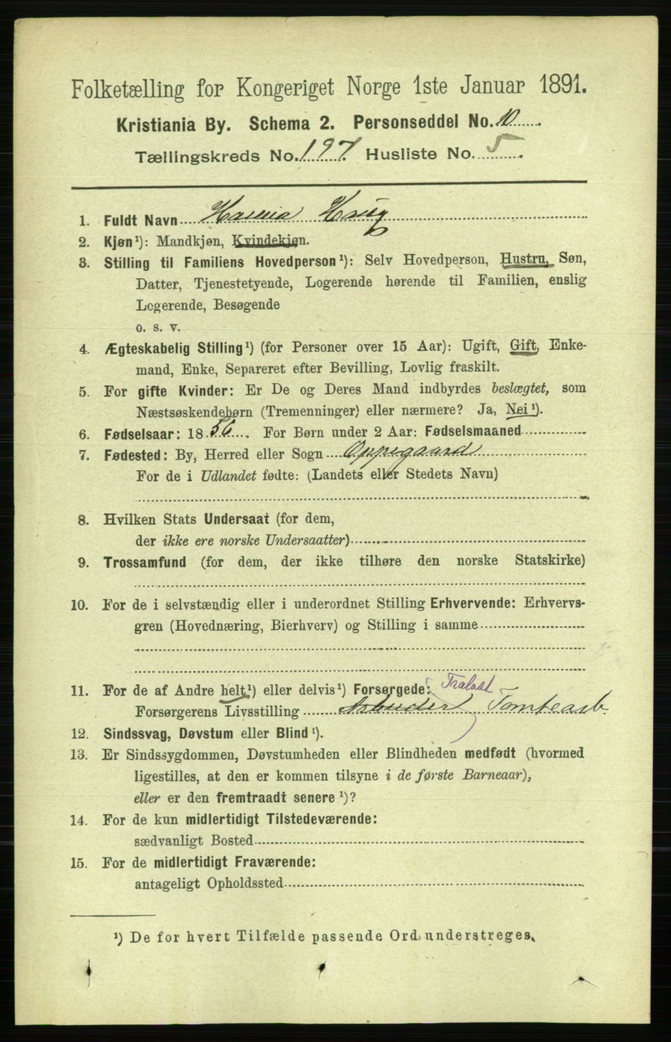 RA, 1891 census for 0301 Kristiania, 1891, p. 118899