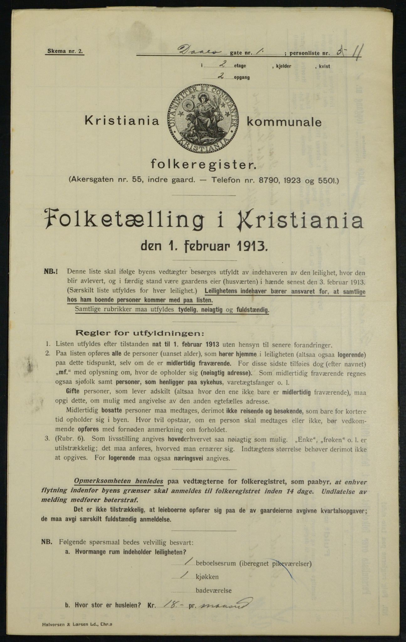 OBA, Municipal Census 1913 for Kristiania, 1913, p. 17946