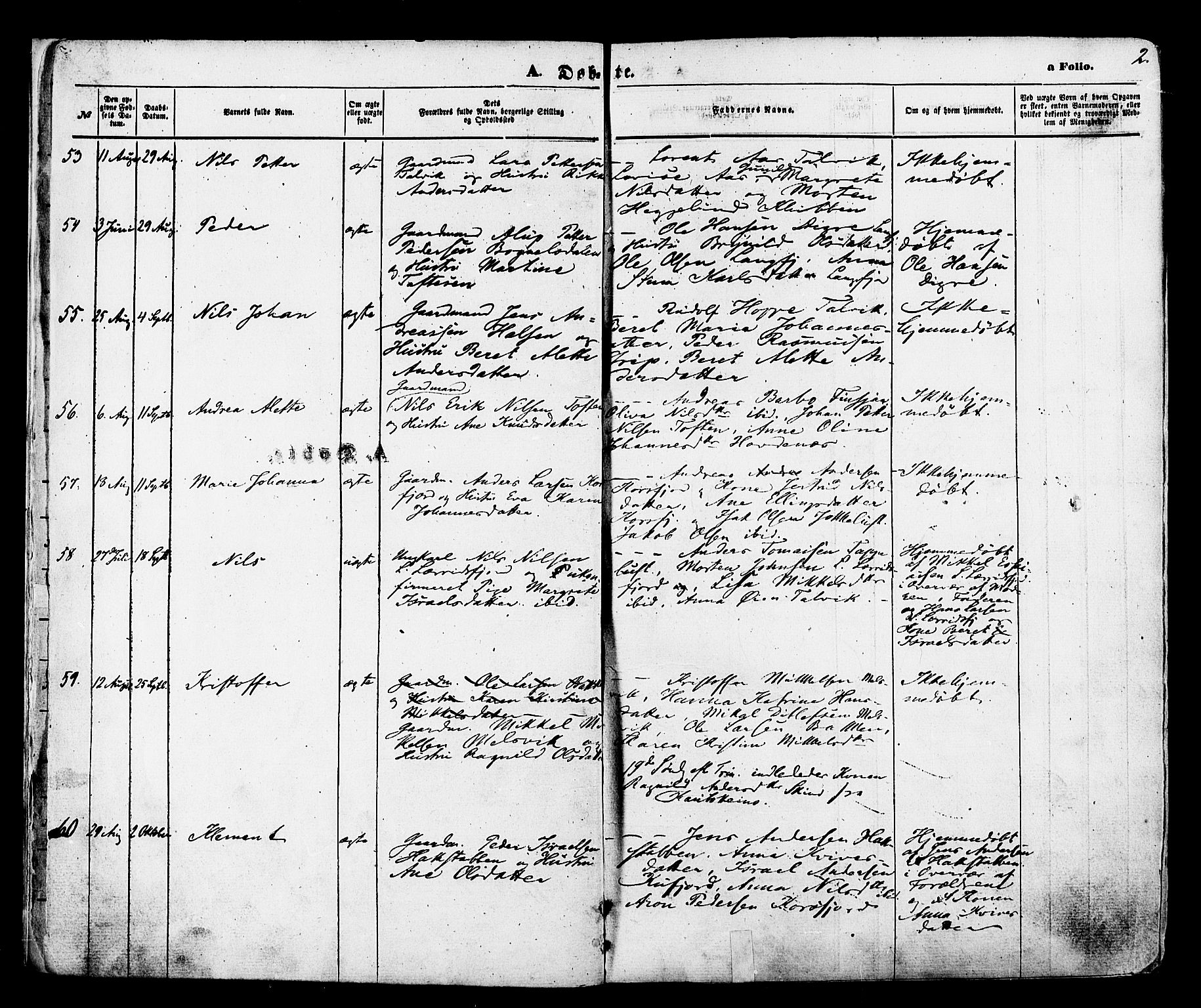 Talvik sokneprestkontor, SATØ/S-1337/H/Ha/L0011kirke: Parish register (official) no. 11, 1864-1877, p. 2