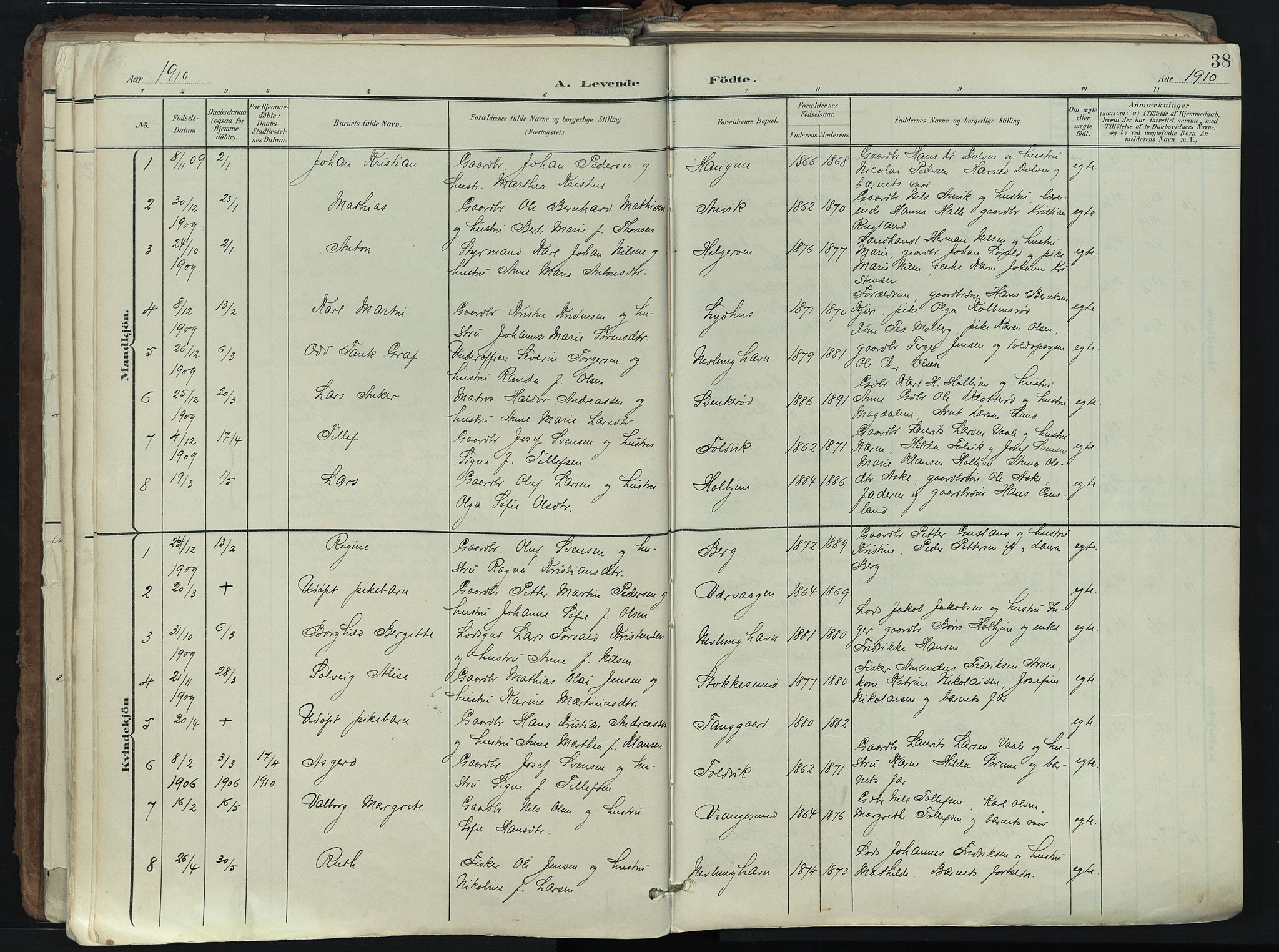 Brunlanes kirkebøker, SAKO/A-342/F/Fb/L0003: Parish register (official) no. II 3, 1900-1922, p. 38