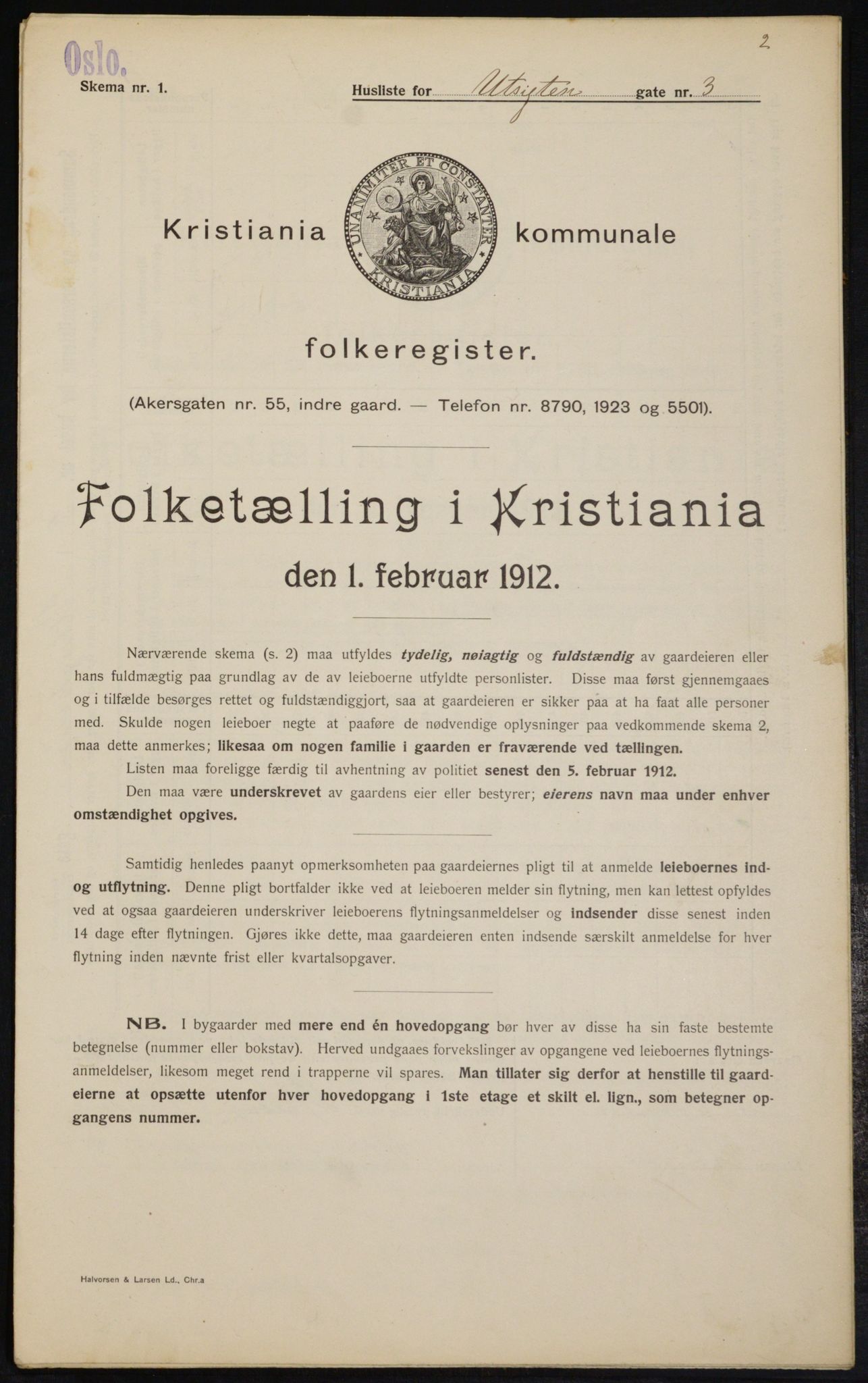 OBA, Municipal Census 1912 for Kristiania, 1912, p. 121335