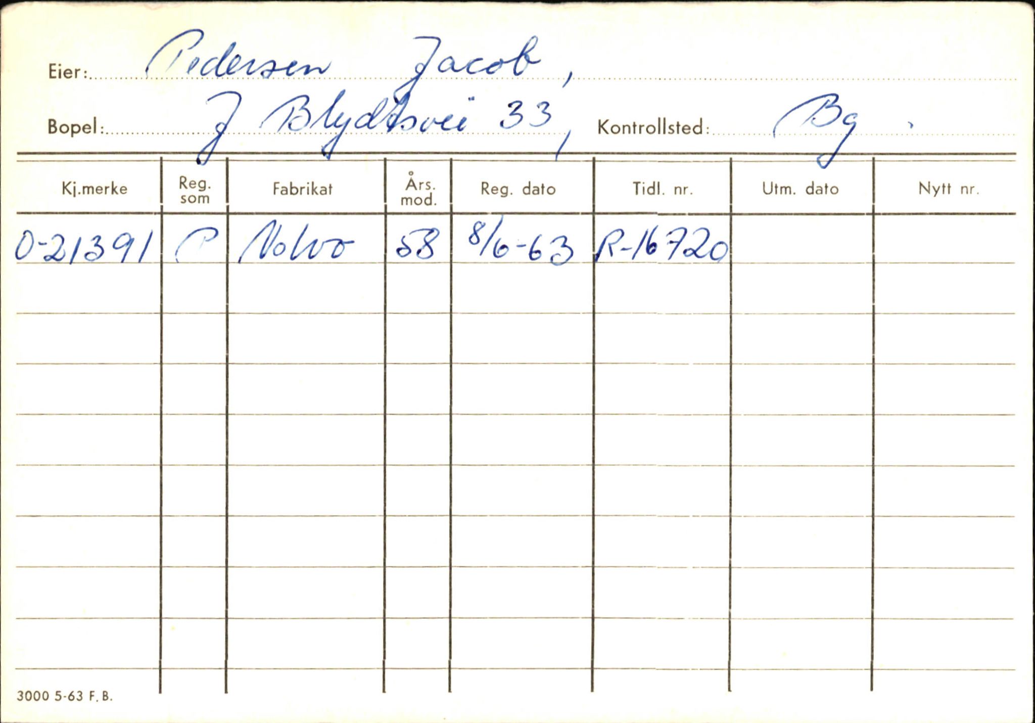 Statens vegvesen, Hordaland vegkontor, AV/SAB-A-5201/2/Hb/L0028: O-eierkort P-R, 1920-1971, p. 1
