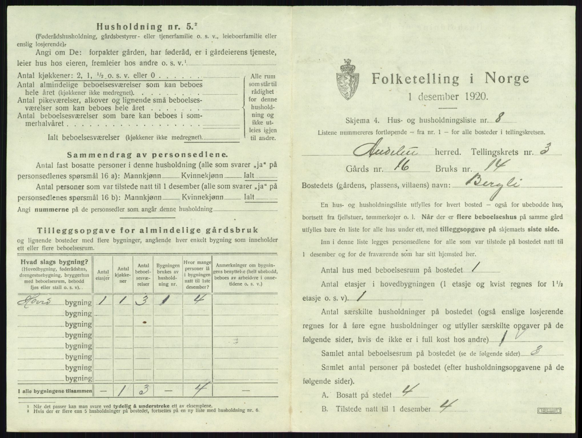 SAKO, 1920 census for Andebu, 1920, p. 195