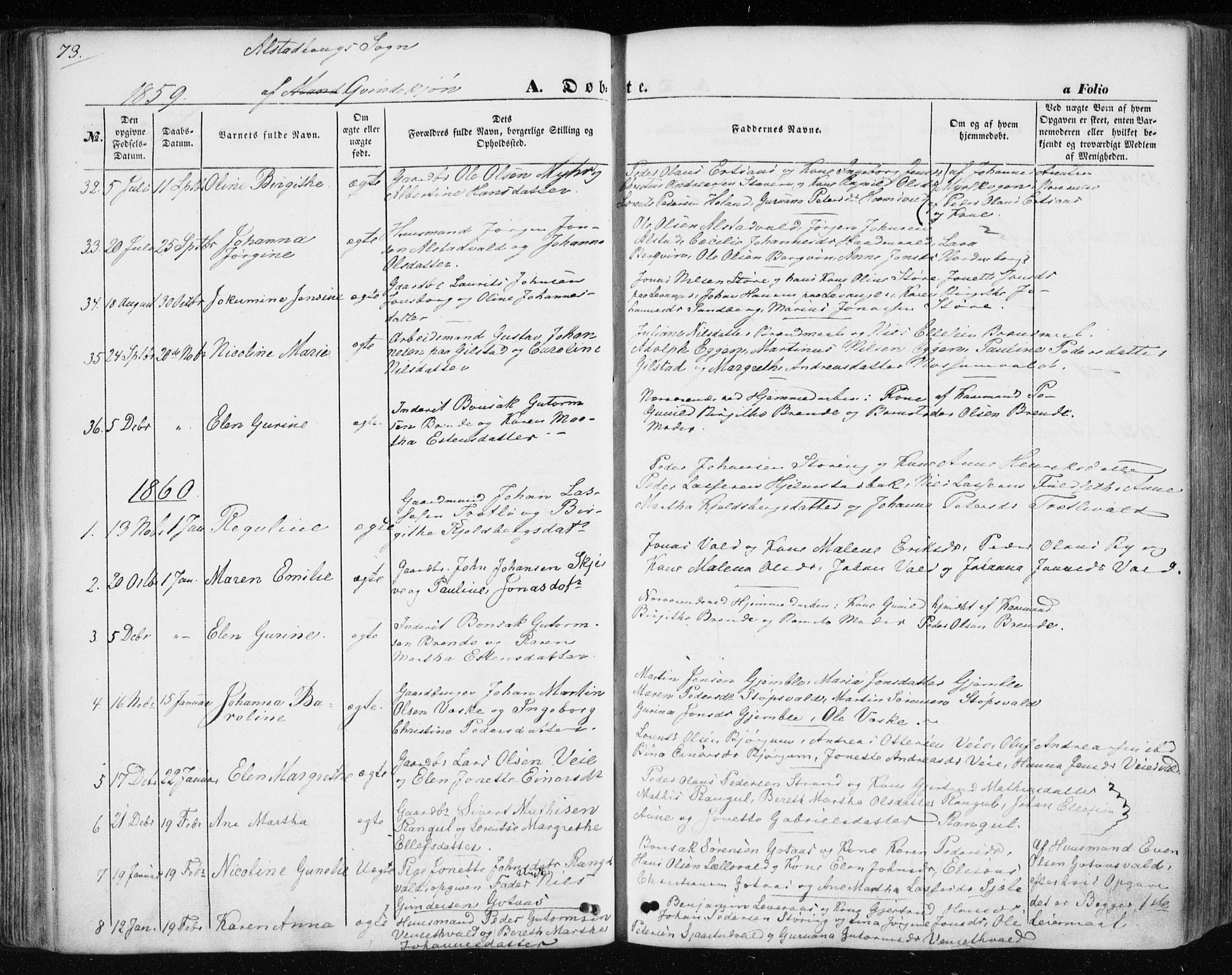 Ministerialprotokoller, klokkerbøker og fødselsregistre - Nord-Trøndelag, SAT/A-1458/717/L0154: Parish register (official) no. 717A07 /1, 1850-1862, p. 73