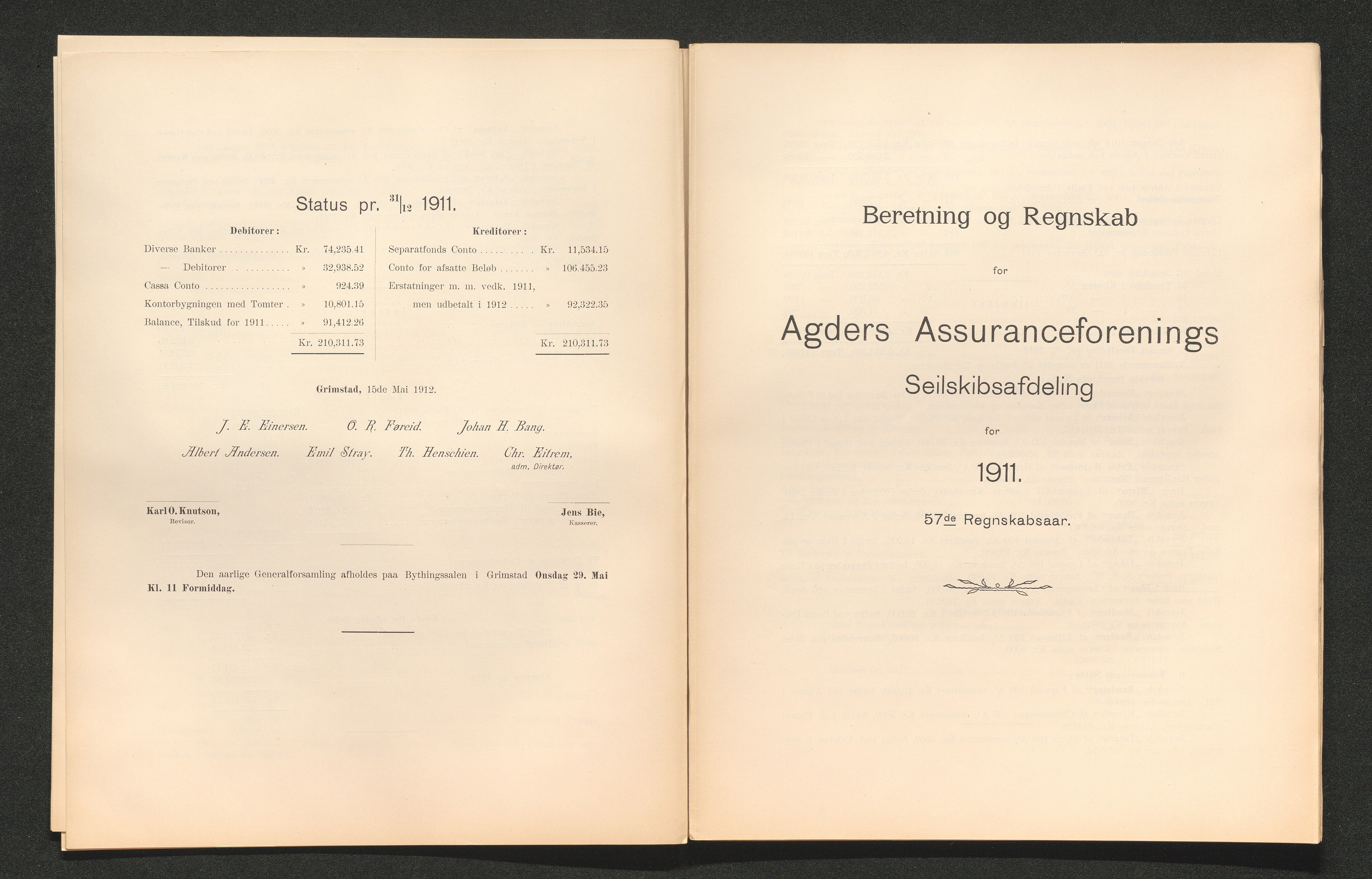 Agders Gjensidige Assuranceforening, AAKS/PA-1718/05/L0003: Regnskap, seilavdeling, pakkesak, 1890-1912