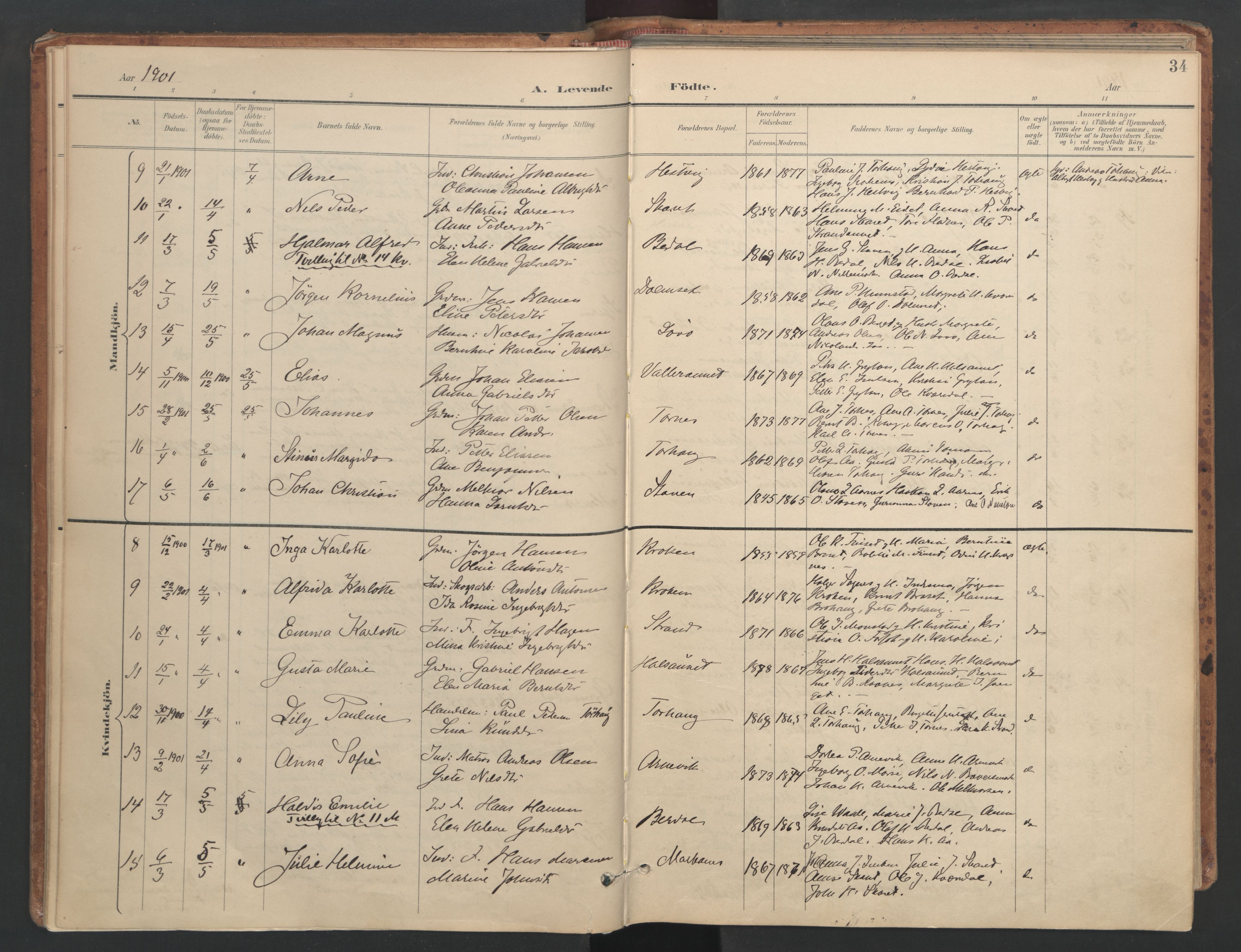 Ministerialprotokoller, klokkerbøker og fødselsregistre - Sør-Trøndelag, SAT/A-1456/655/L0681: Parish register (official) no. 655A10, 1895-1907, p. 34