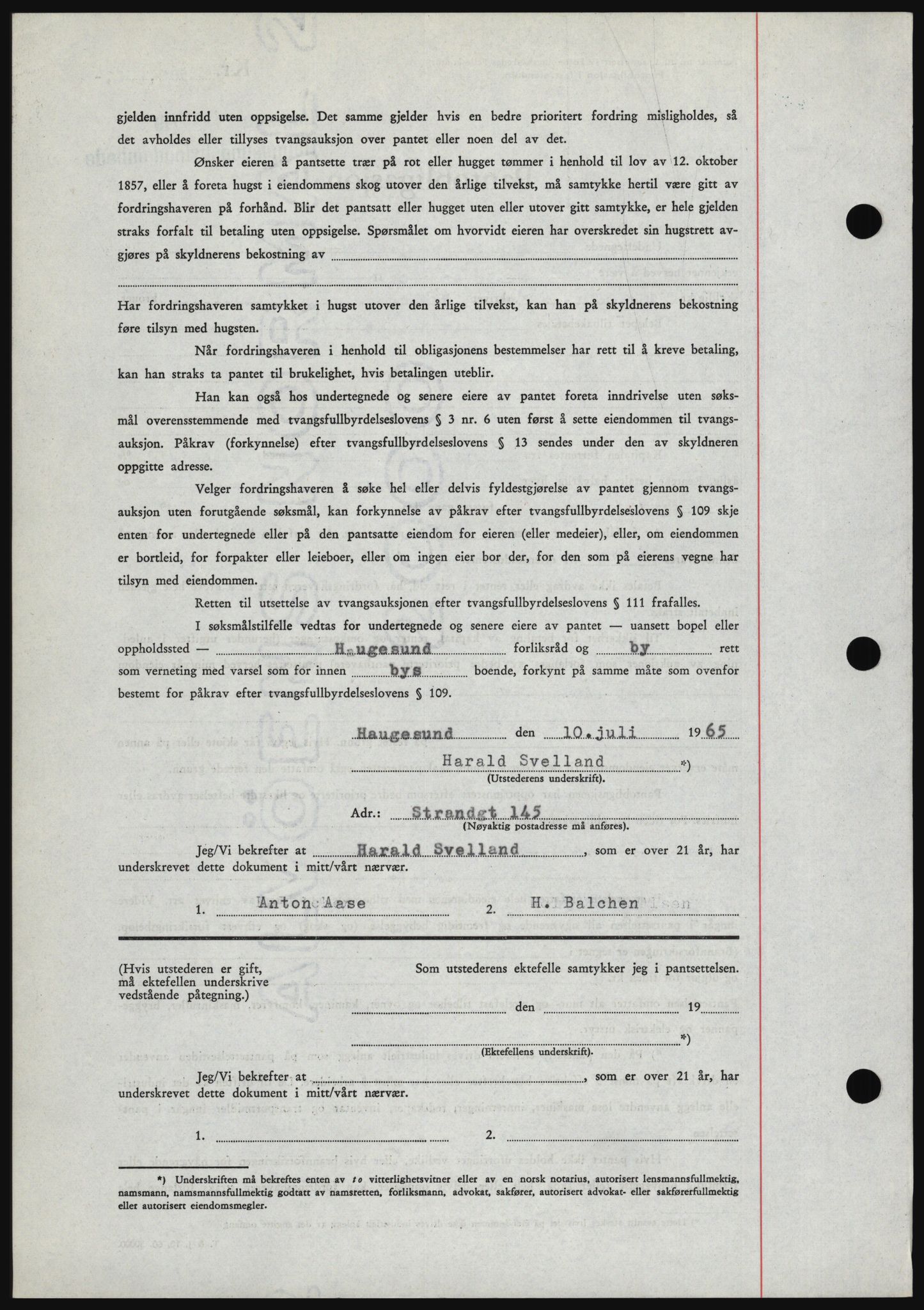 Haugesund tingrett, SAST/A-101415/01/II/IIC/L0053: Mortgage book no. B 53, 1965-1965, Diary no: : 1694/1965