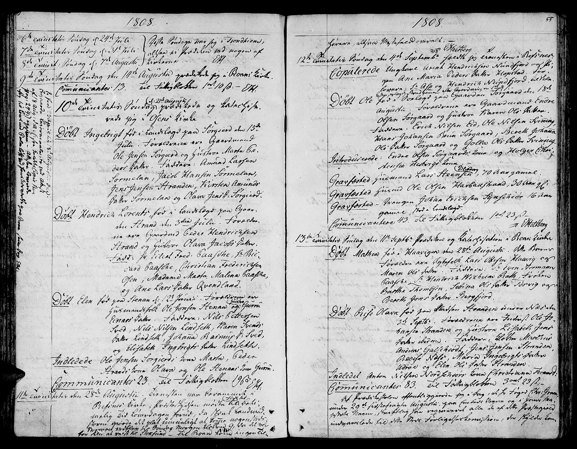 Ministerialprotokoller, klokkerbøker og fødselsregistre - Sør-Trøndelag, SAT/A-1456/657/L0701: Parish register (official) no. 657A02, 1802-1831, p. 55