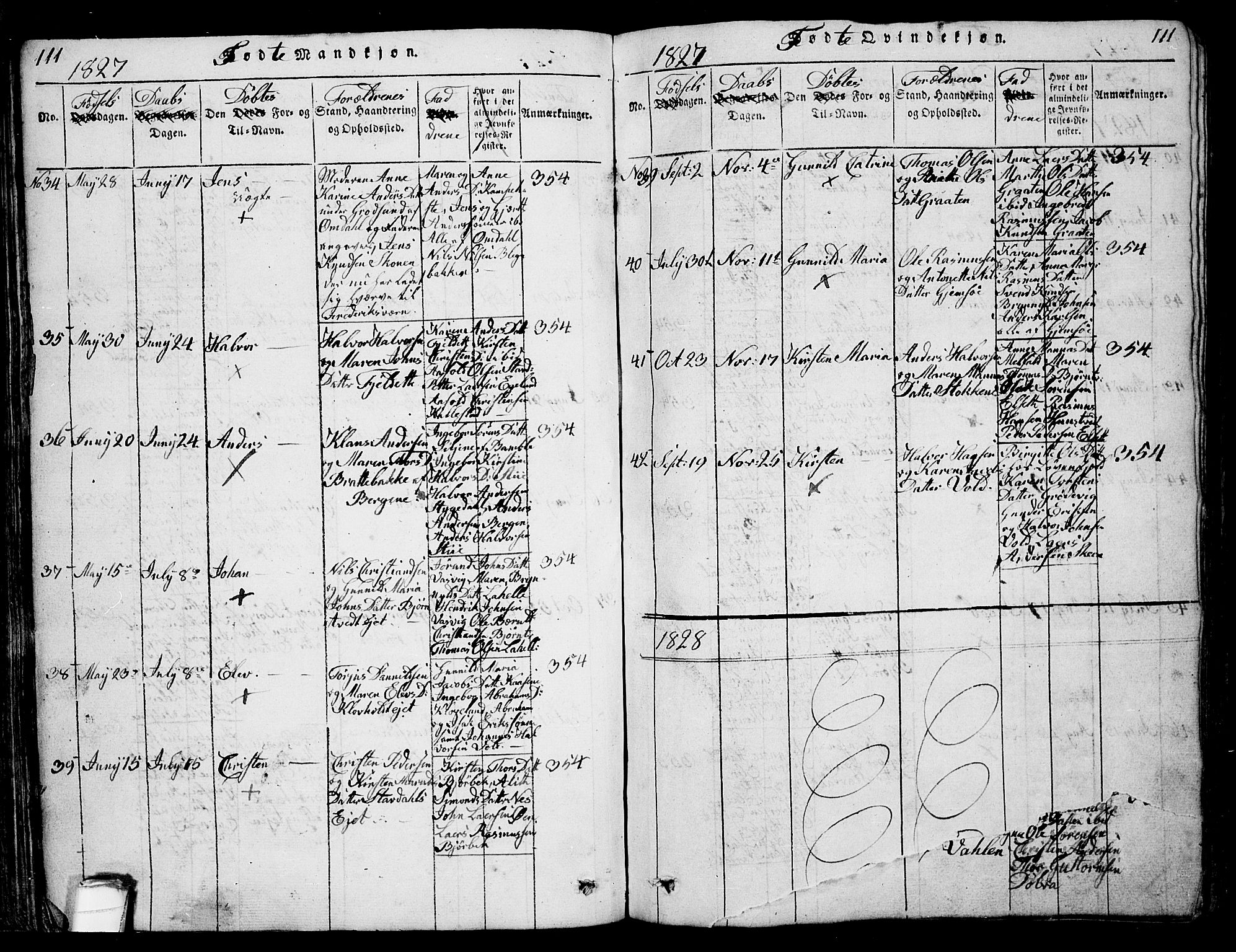 Solum kirkebøker, SAKO/A-306/G/Ga/L0001: Parish register (copy) no. I 1, 1814-1833, p. 111