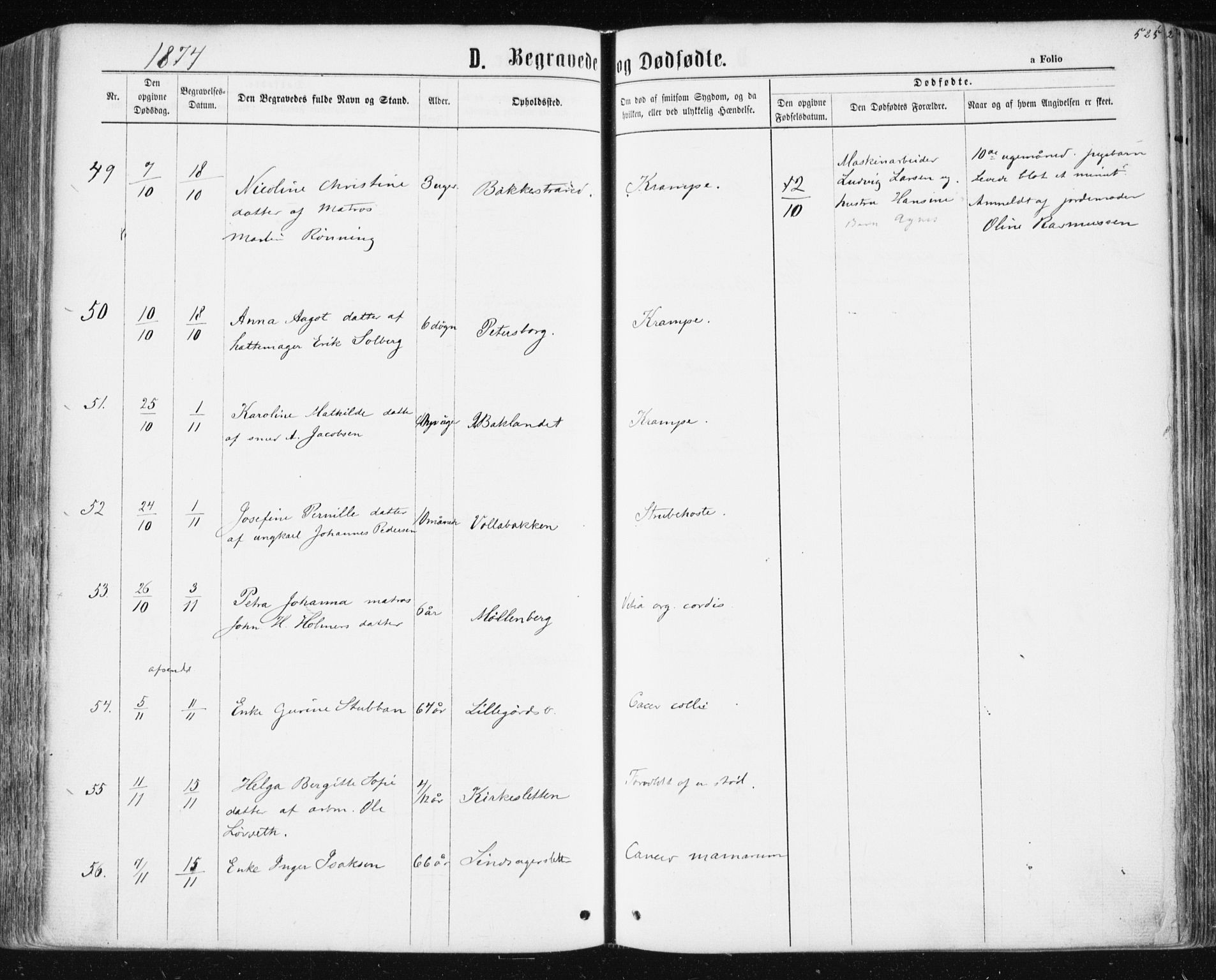 Ministerialprotokoller, klokkerbøker og fødselsregistre - Sør-Trøndelag, AV/SAT-A-1456/604/L0186: Parish register (official) no. 604A07, 1866-1877, p. 525