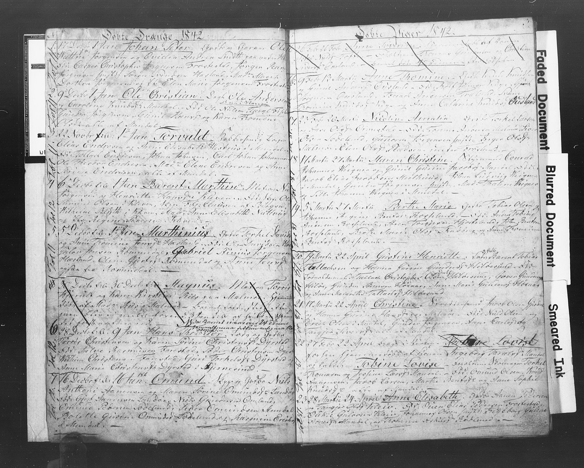 Mandal sokneprestkontor, SAK/1111-0030/F/Fb/Fba/L0005: Parish register (copy) no. B 1E, 1842-1845, p. 3