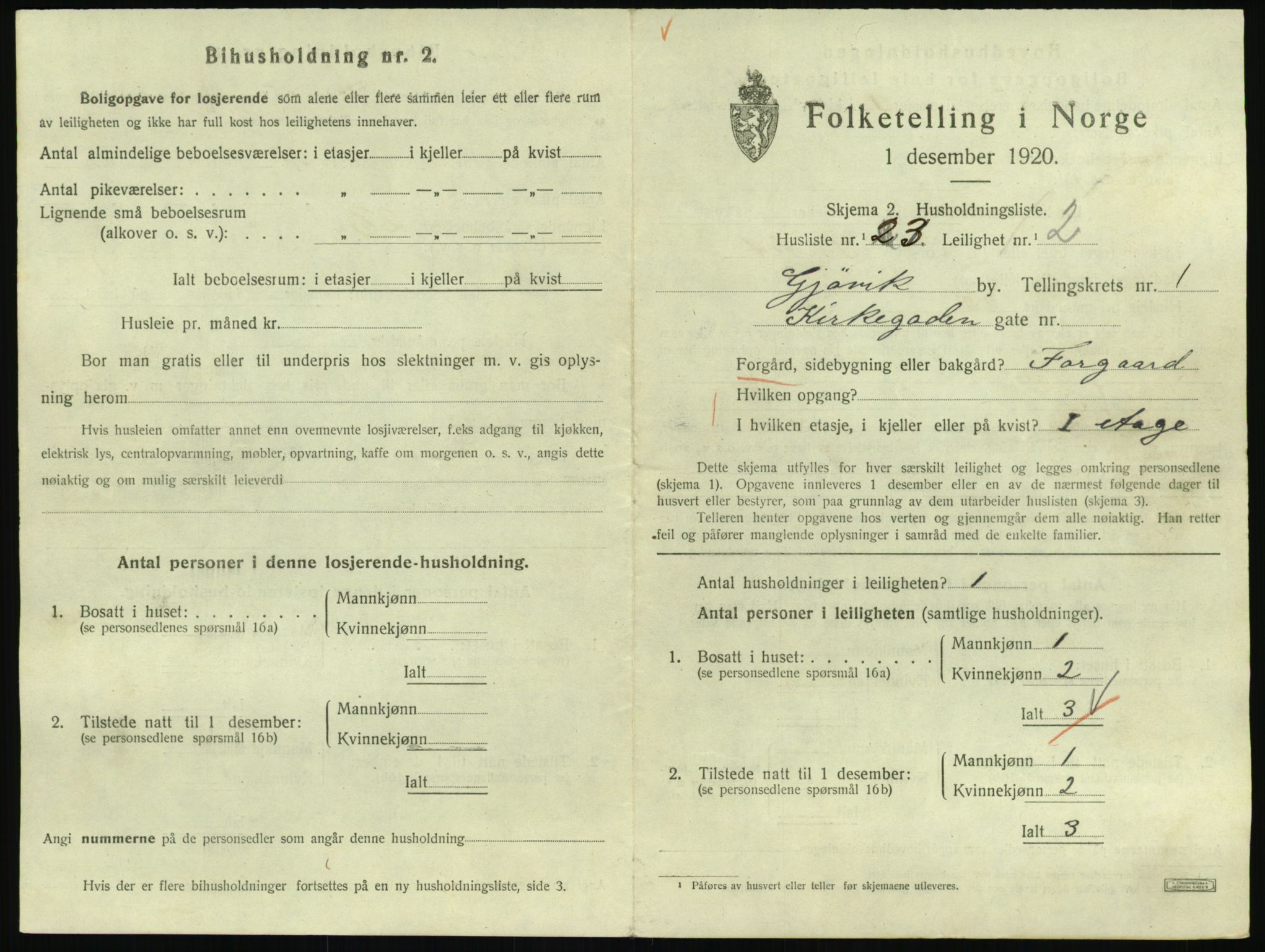 SAH, 1920 census for Gjøvik, 1920, p. 808