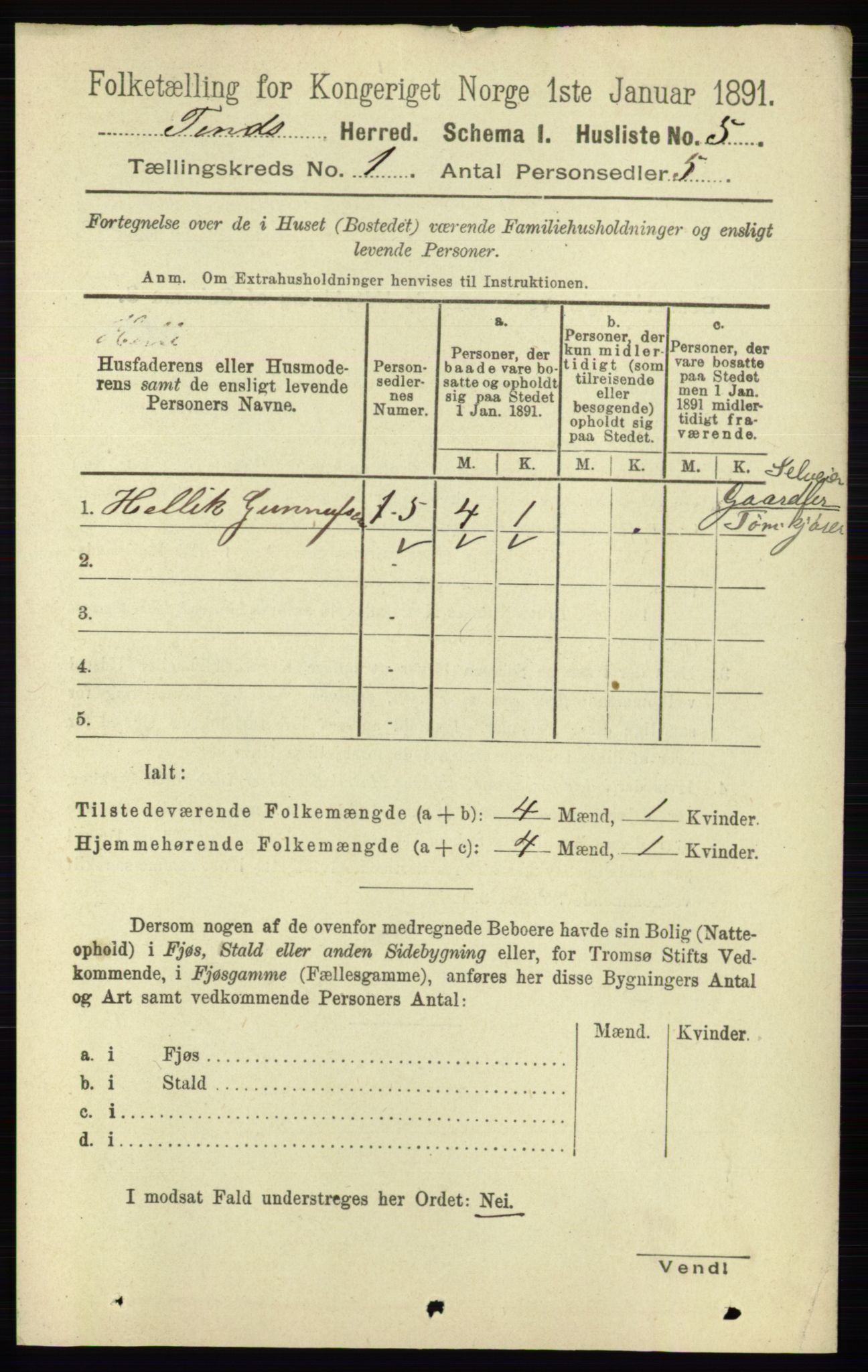 RA, 1891 census for 0826 Tinn, 1891, p. 41