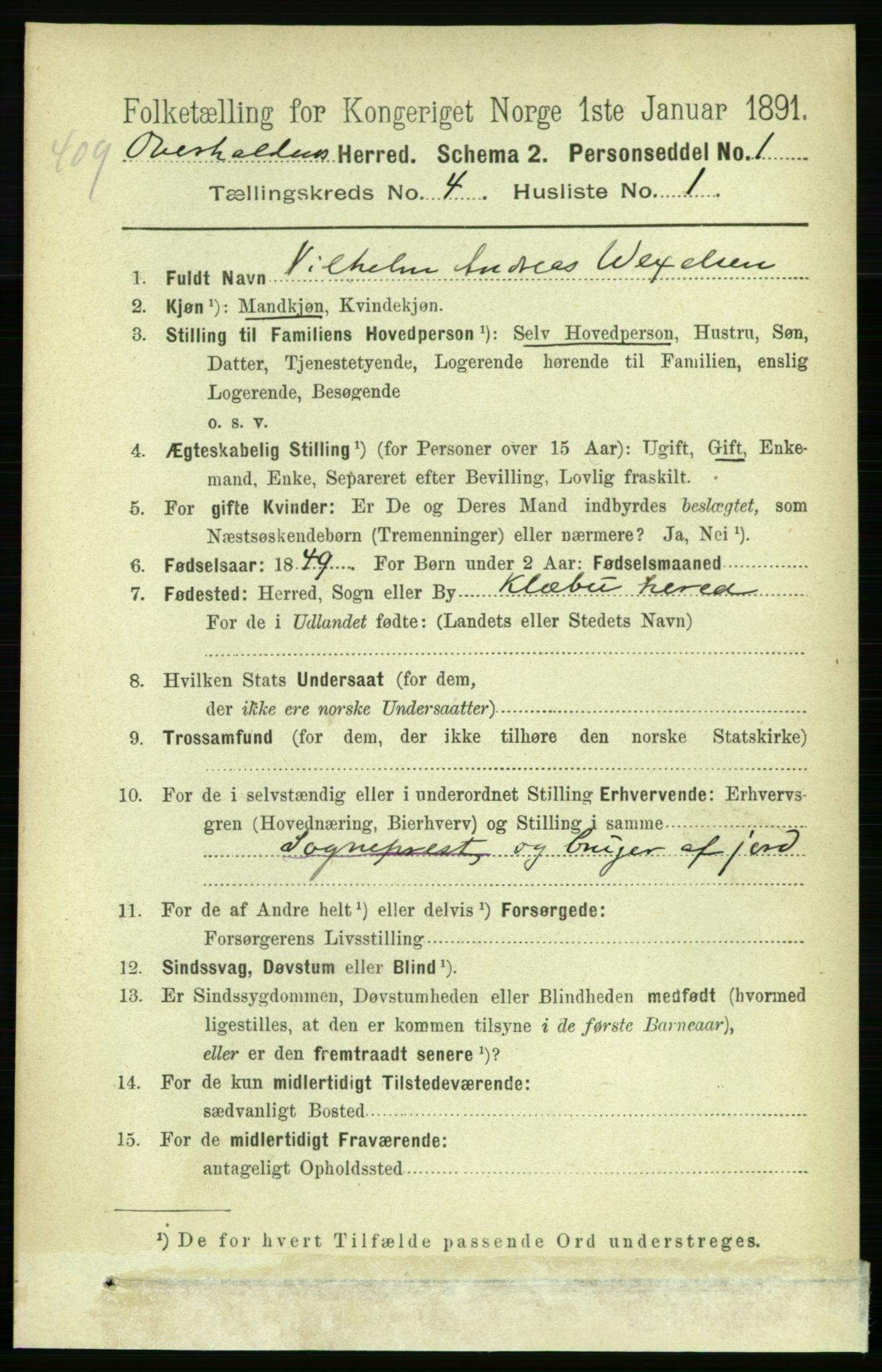 RA, 1891 census for 1744 Overhalla, 1891, p. 1098