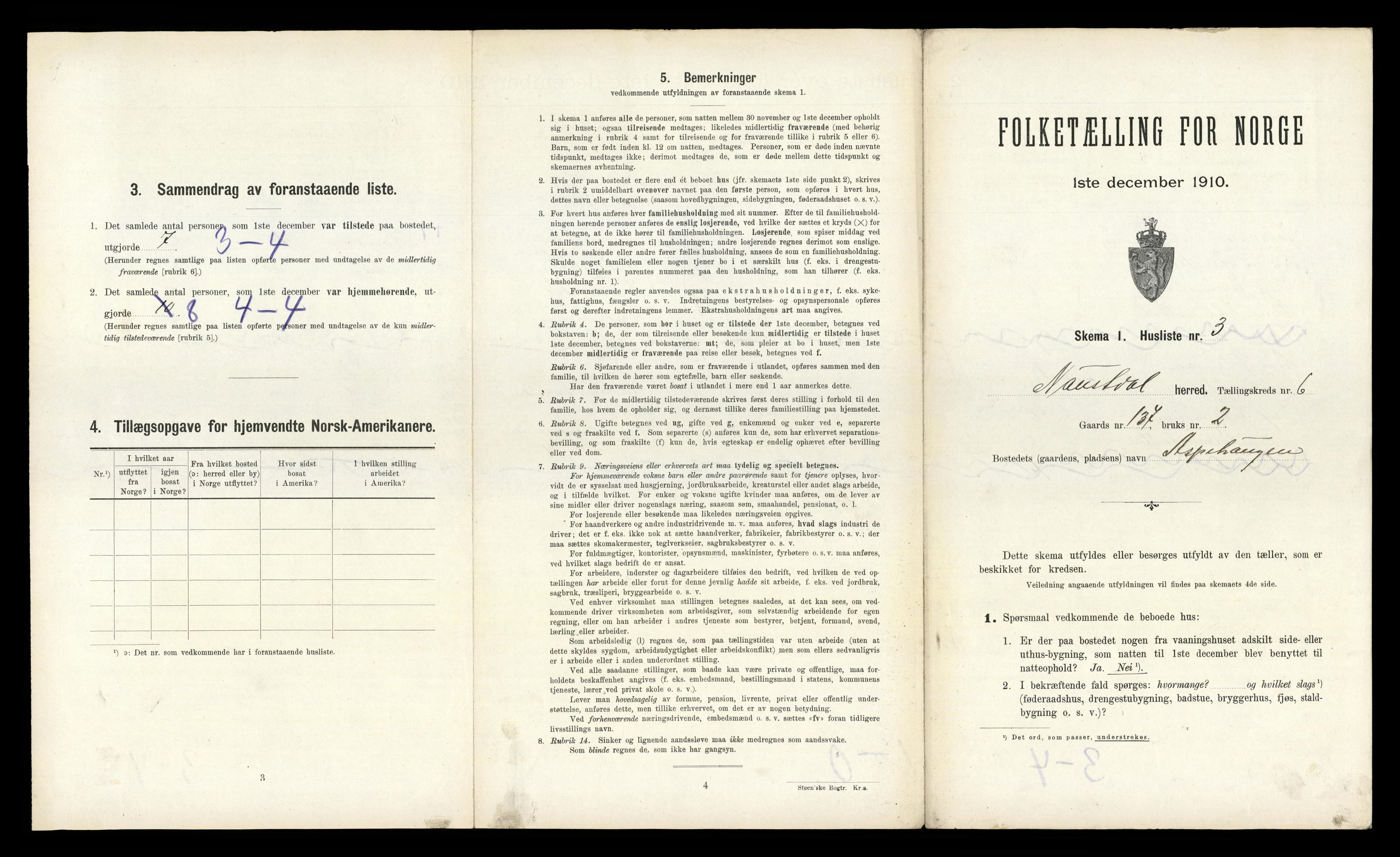 RA, 1910 census for Naustdal, 1910, p. 815