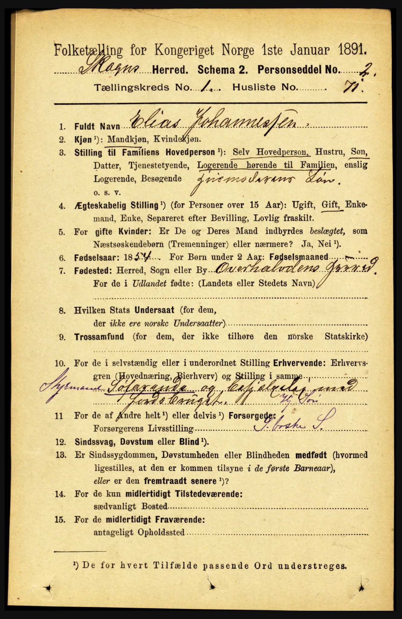 RA, 1891 census for 1719 Skogn, 1891, p. 540