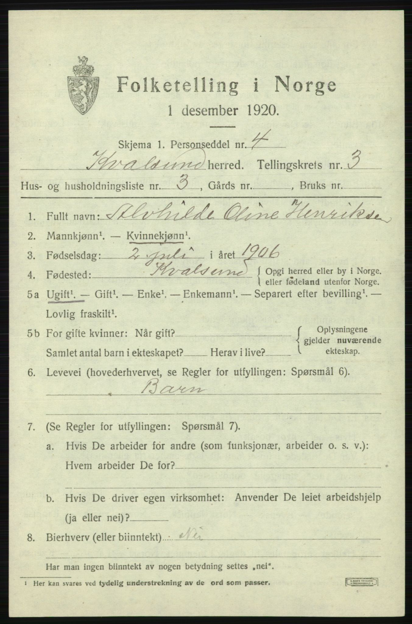 SATØ, 1920 census for , 1920, p. 970