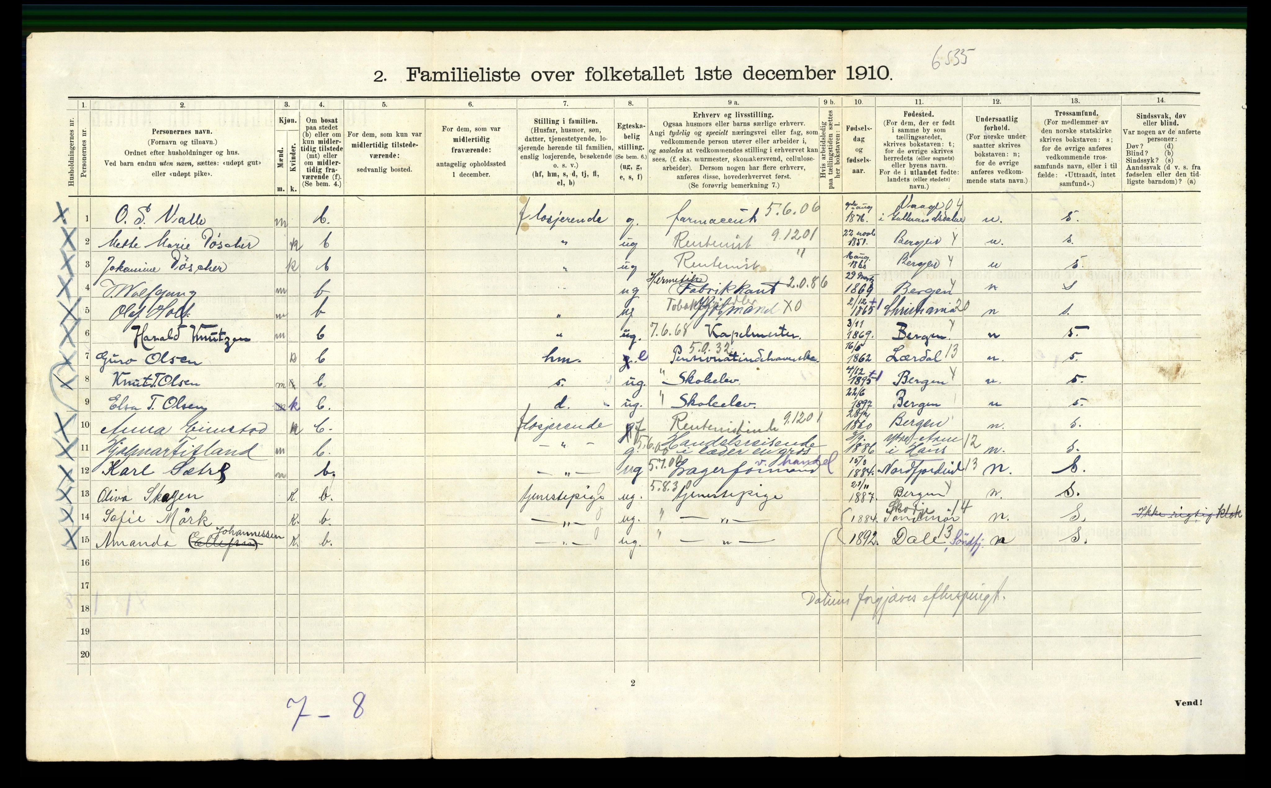RA, 1910 census for Bergen, 1910, p. 22226
