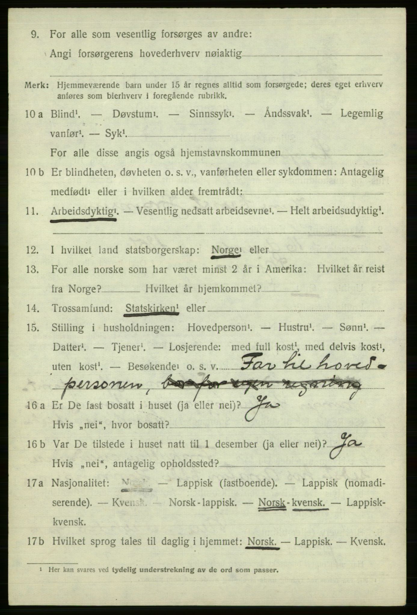 SATØ, 1920 census for Loppa, 1920, p. 2729