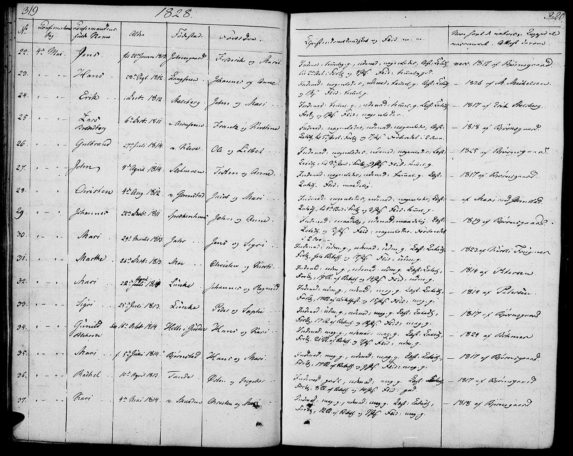 Øyer prestekontor, AV/SAH-PREST-084/H/Ha/Haa/L0004: Parish register (official) no. 4, 1824-1841, p. 319-320