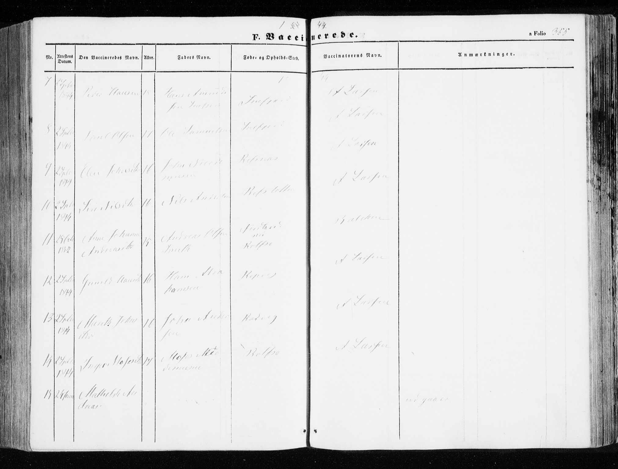 Hammerfest sokneprestkontor, SATØ/S-1347/H/Ha/L0004.kirke: Parish register (official) no. 4, 1843-1856, p. 355
