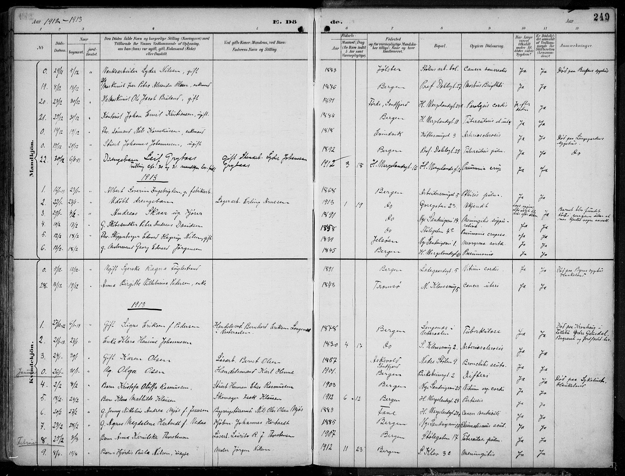 Mariakirken Sokneprestembete, SAB/A-76901/H/Hab/L0005: Parish register (copy) no. A 5, 1893-1913, p. 249