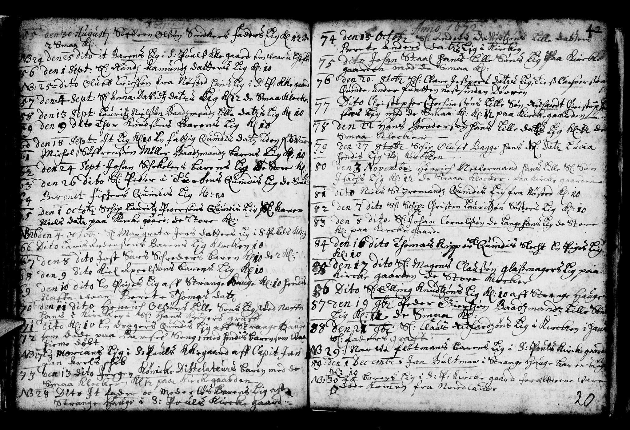 Nykirken Sokneprestembete, AV/SAB-A-77101/H/Haa/L0001: Parish register (official) no. A 1, 1668-1820, p. 20