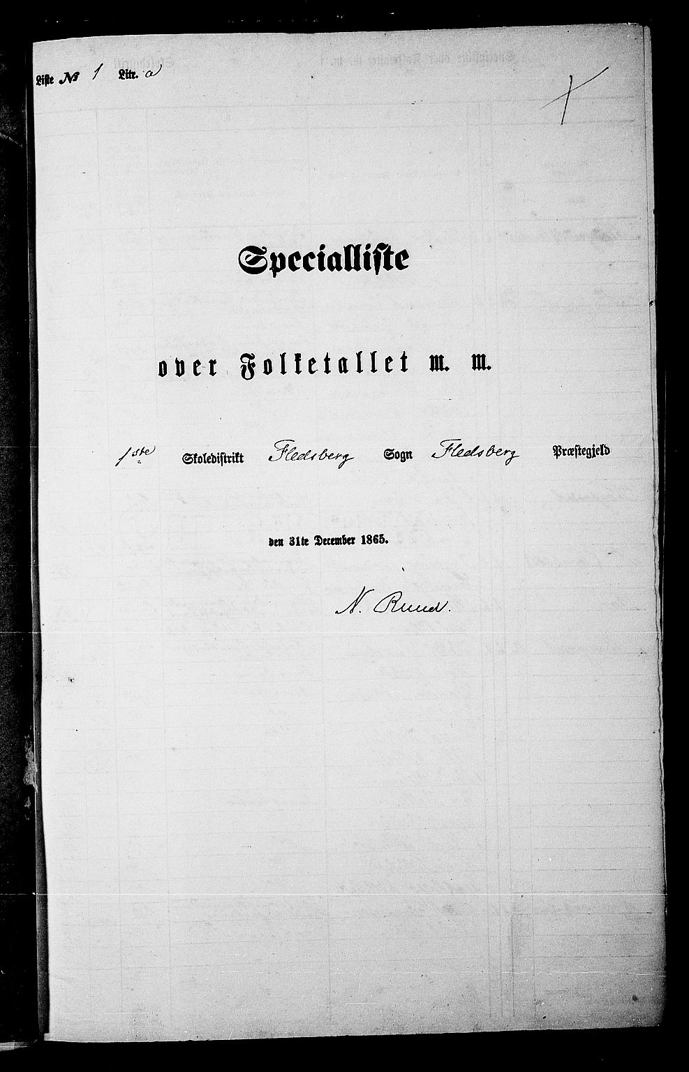 RA, 1865 census for Flesberg, 1865, p. 13