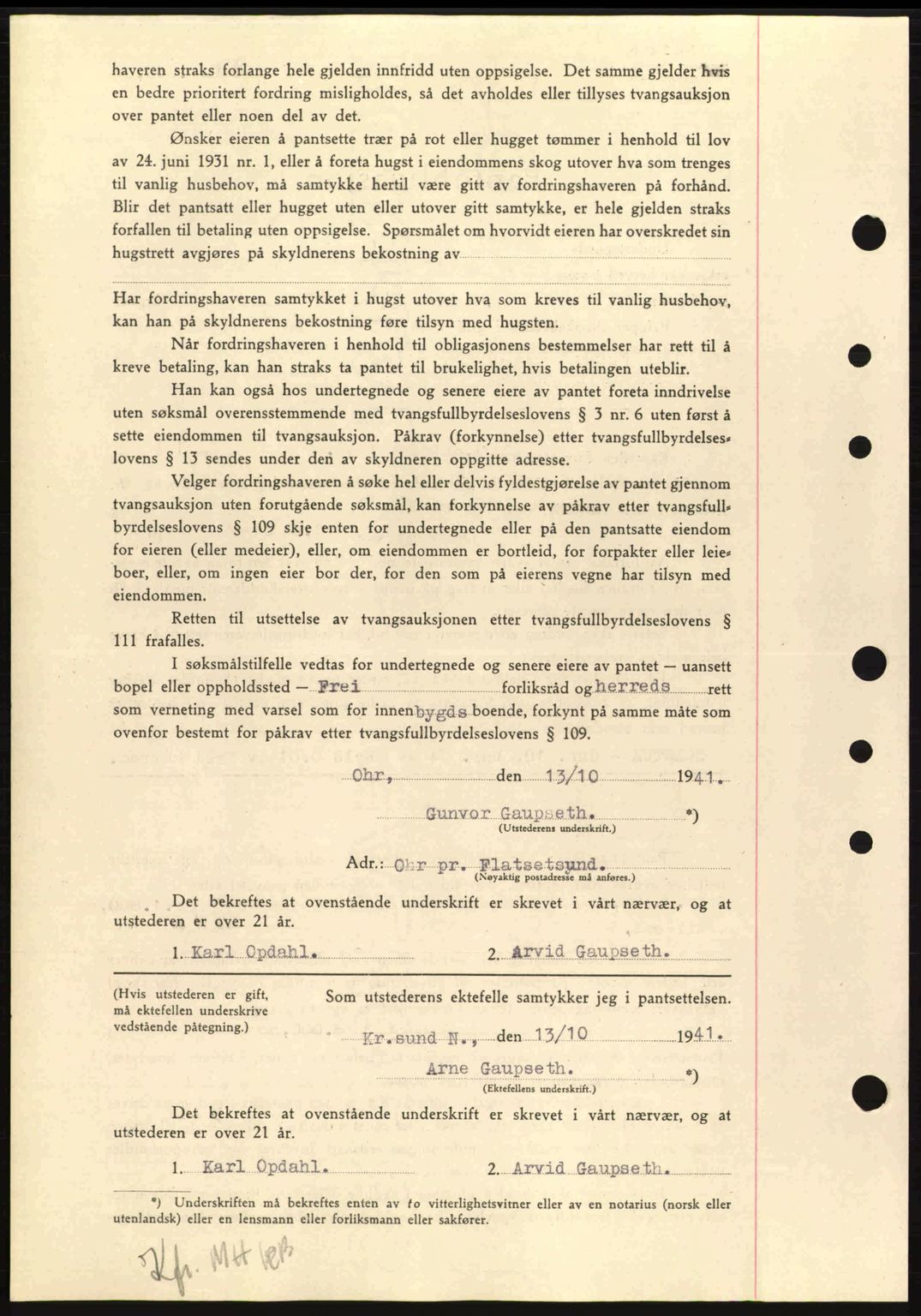 Nordmøre sorenskriveri, SAT/A-4132/1/2/2Ca: Mortgage book no. B88, 1941-1942, Diary no: : 1911/1941