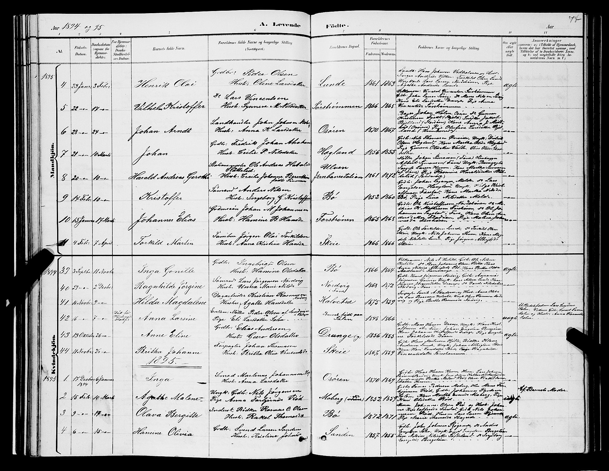 Os sokneprestembete, AV/SAB-A-99929: Parish register (copy) no. A 2, 1880-1896, p. 74