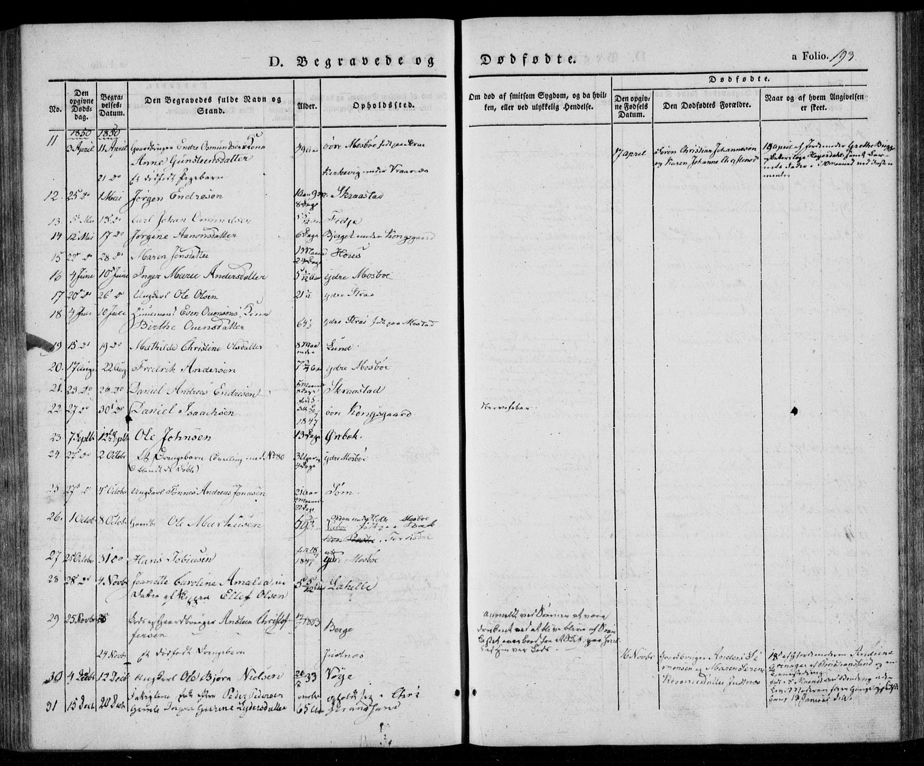 Oddernes sokneprestkontor, AV/SAK-1111-0033/F/Fa/Faa/L0006: Parish register (official) no. A 6, 1838-1851, p. 193