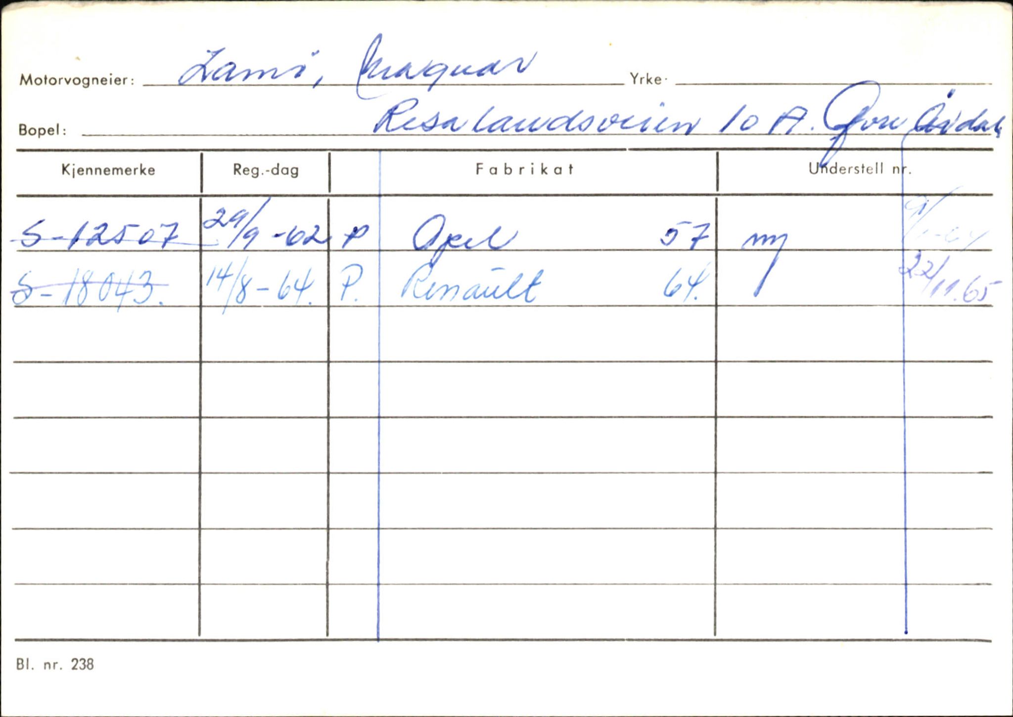 Statens vegvesen, Sogn og Fjordane vegkontor, SAB/A-5301/4/F/L0145: Registerkort Vågsøy S-Å. Årdal I-P, 1945-1975, p. 1337