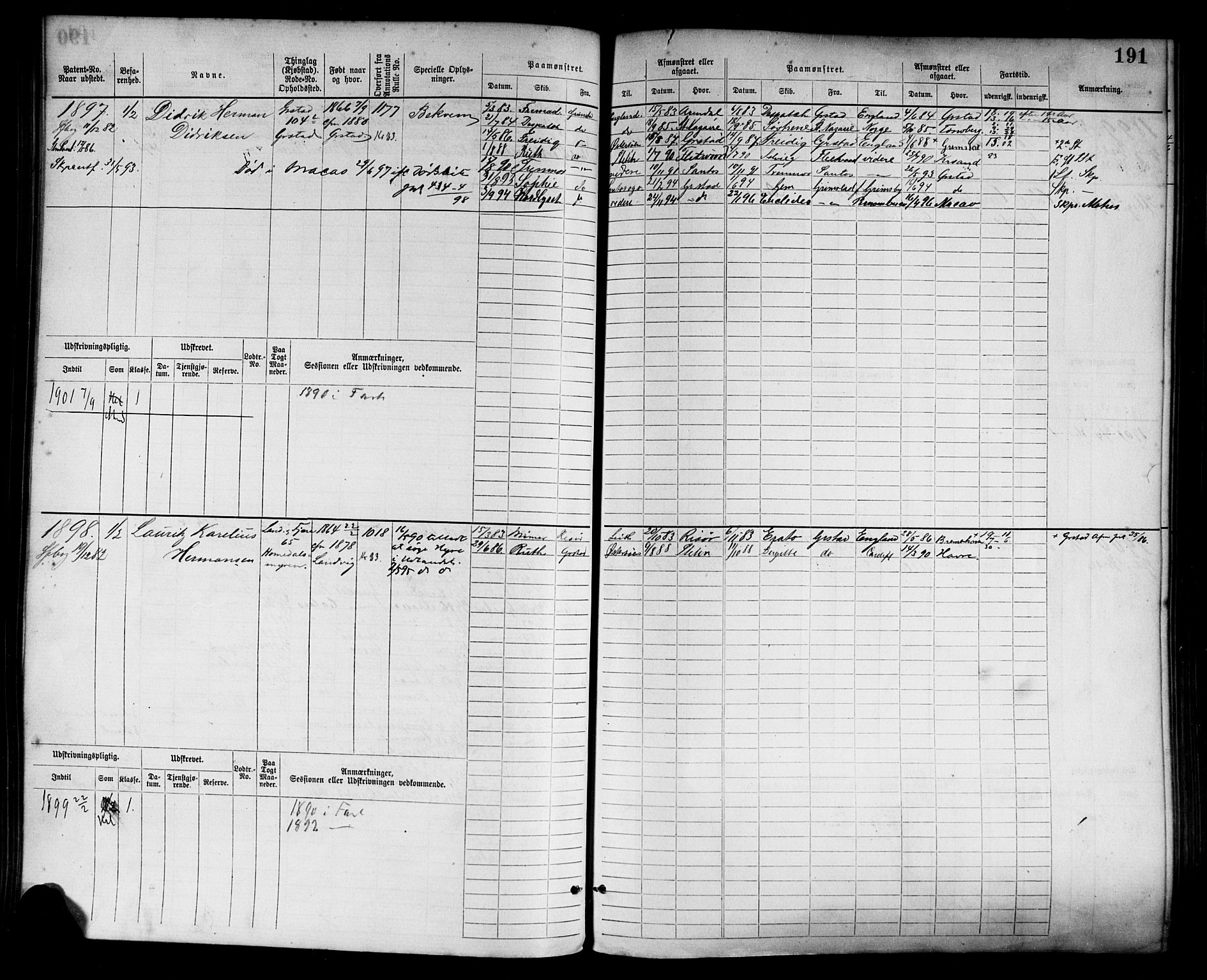 Grimstad mønstringskrets, AV/SAK-2031-0013/F/Fb/L0003: Hovedrulle nr 1517-2276, F-6, 1877-1888, p. 199