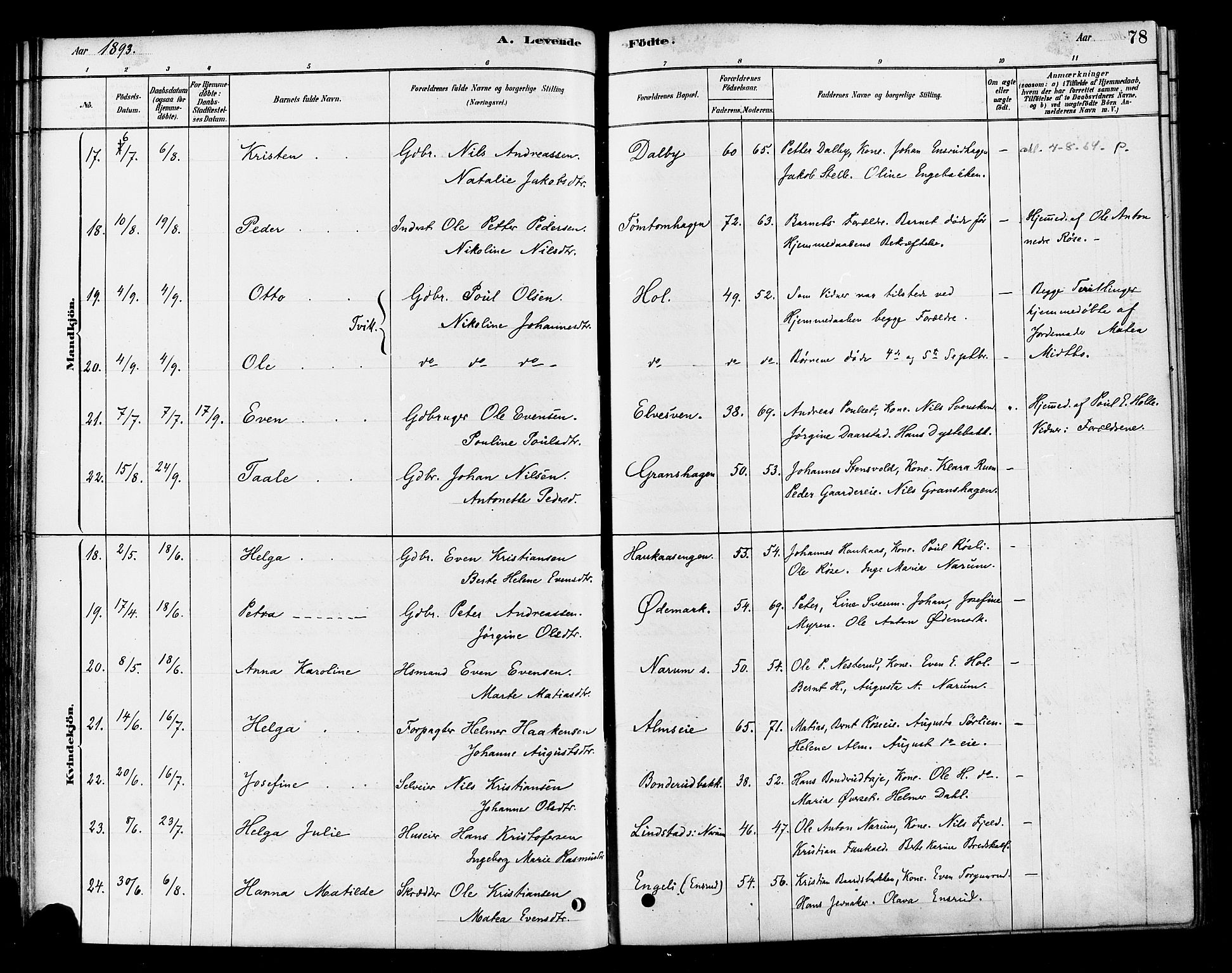 Vestre Toten prestekontor, AV/SAH-PREST-108/H/Ha/Haa/L0010: Parish register (official) no. 10, 1878-1894, p. 78