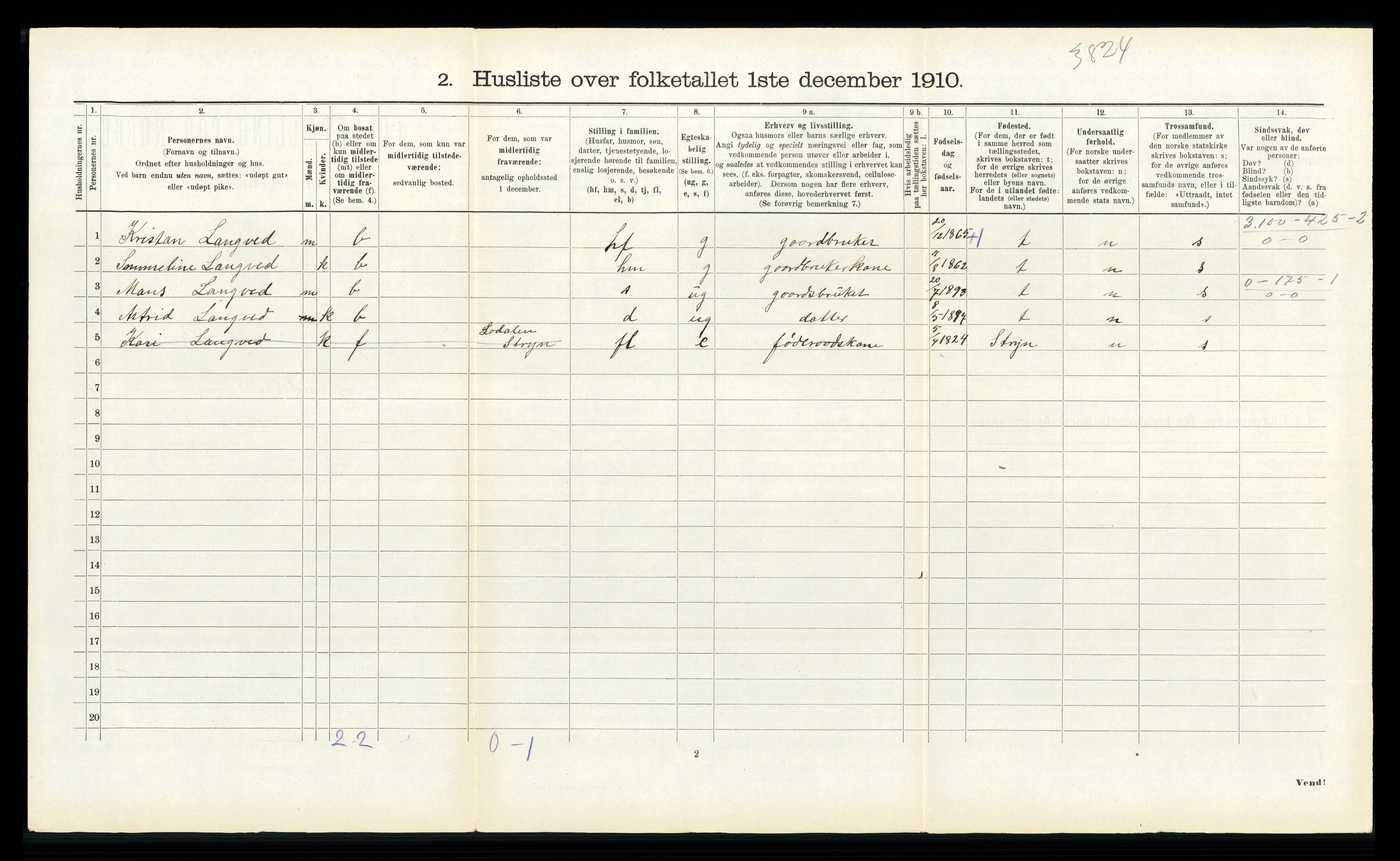 RA, 1910 census for Innvik, 1910, p. 269