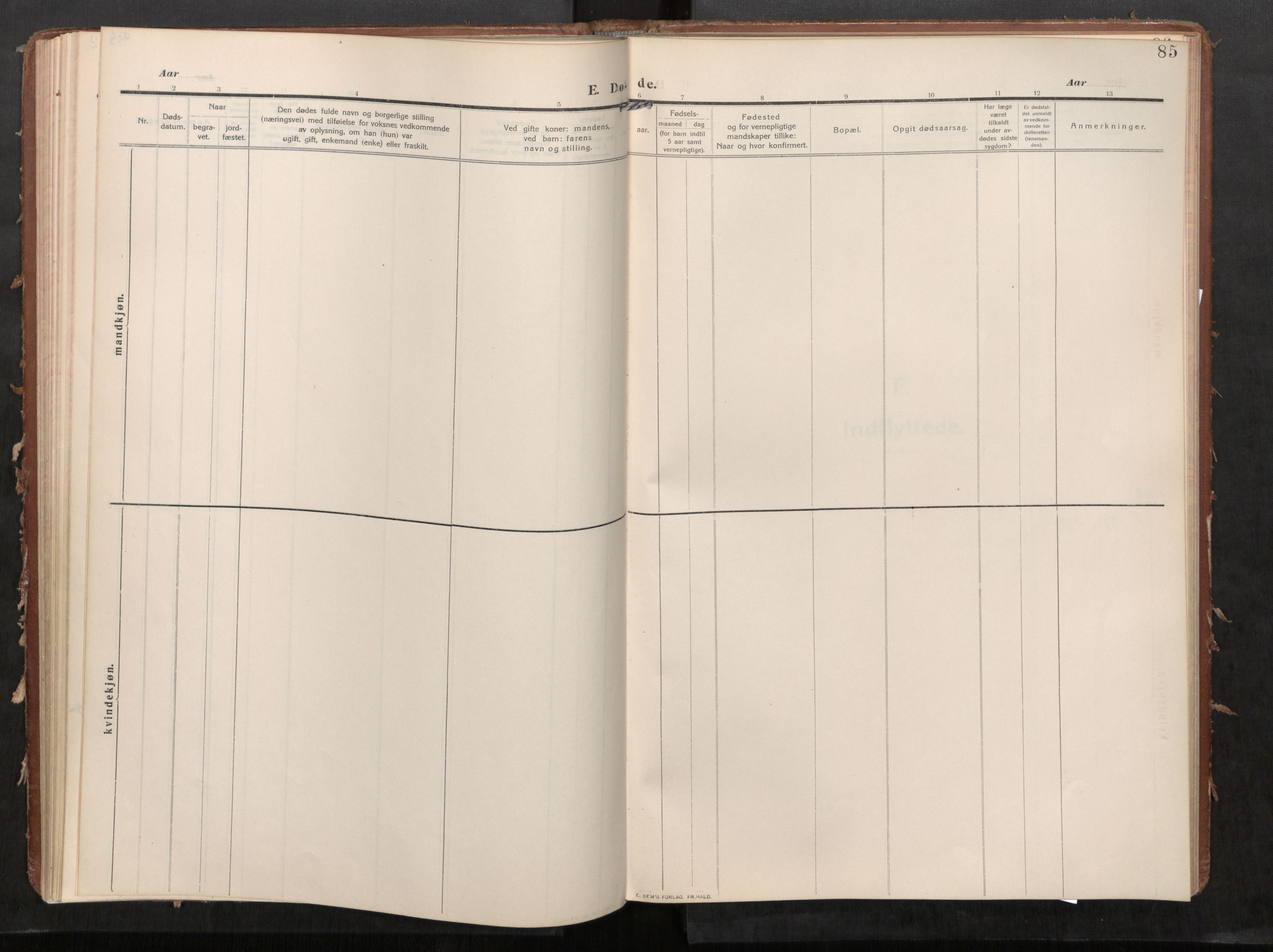 Stod sokneprestkontor, SAT/A-1164/1/I/I1/I1a/L0002: Parish register (official) no. 2, 1909-1922, p. 85