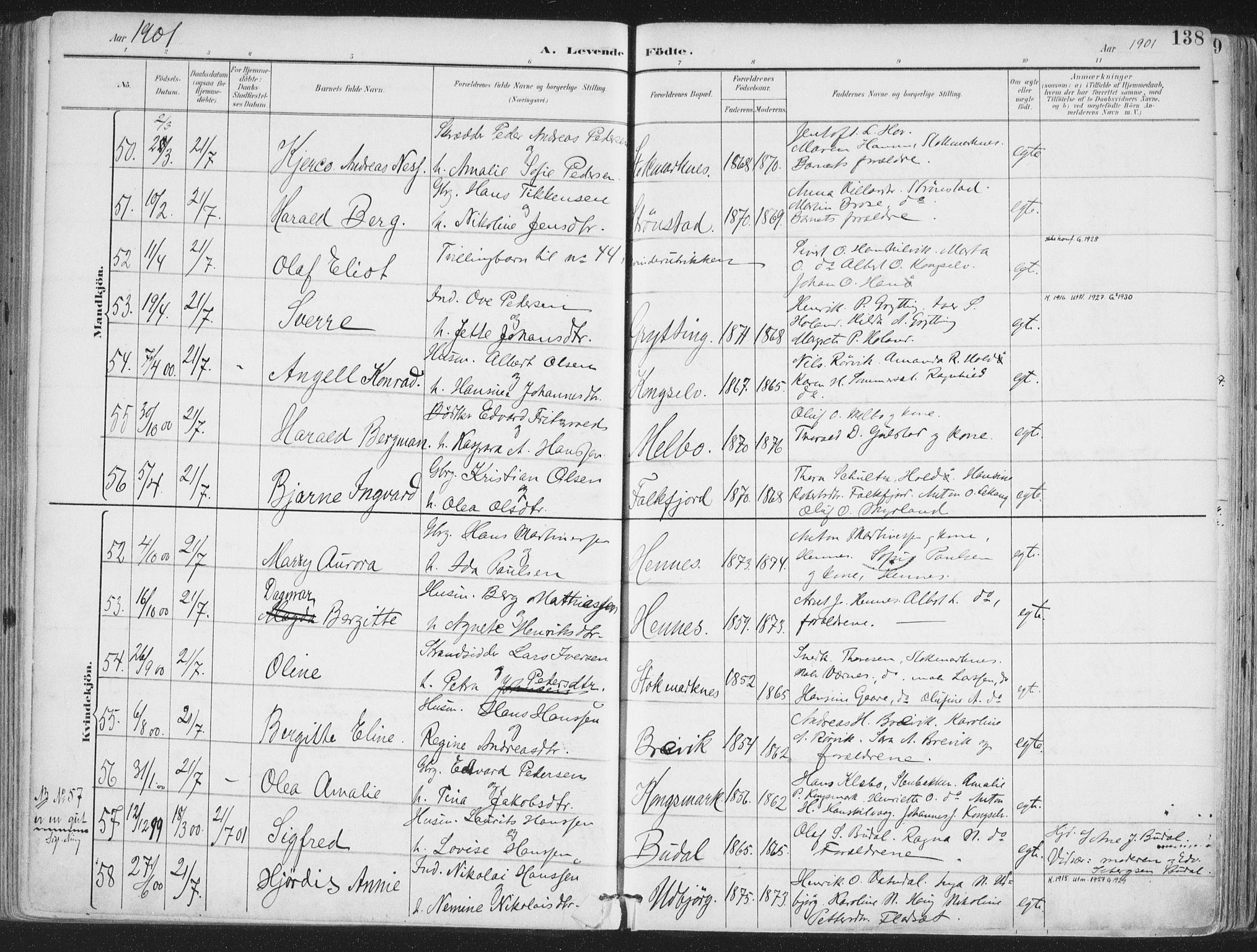 Ministerialprotokoller, klokkerbøker og fødselsregistre - Nordland, AV/SAT-A-1459/888/L1246: Parish register (official) no. 888A12, 1891-1903, p. 138