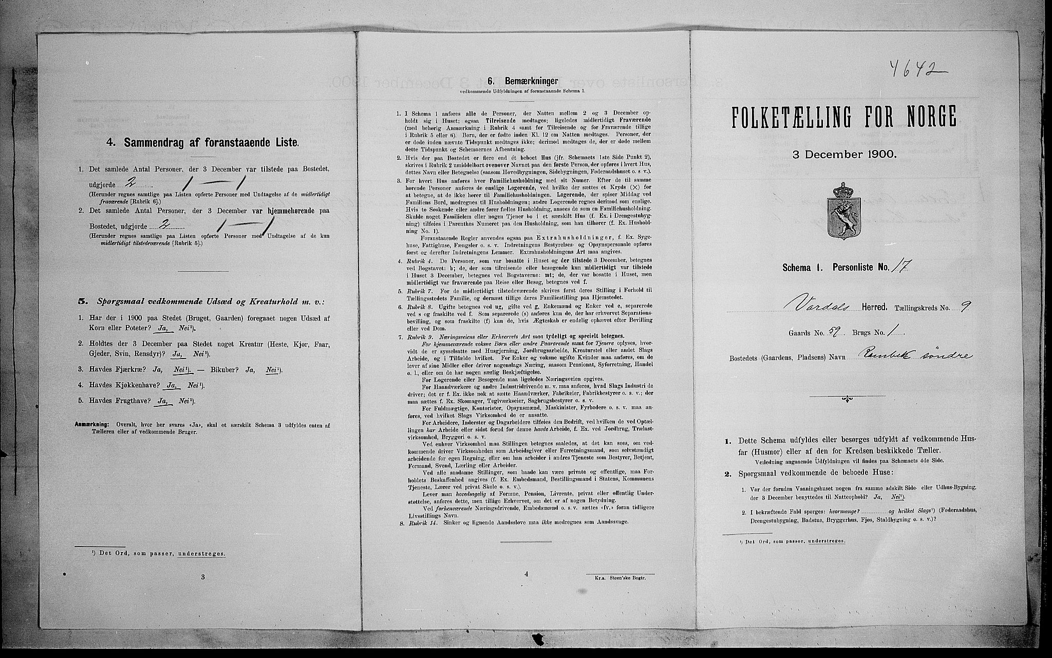 SAH, 1900 census for Vardal, 1900, p. 790