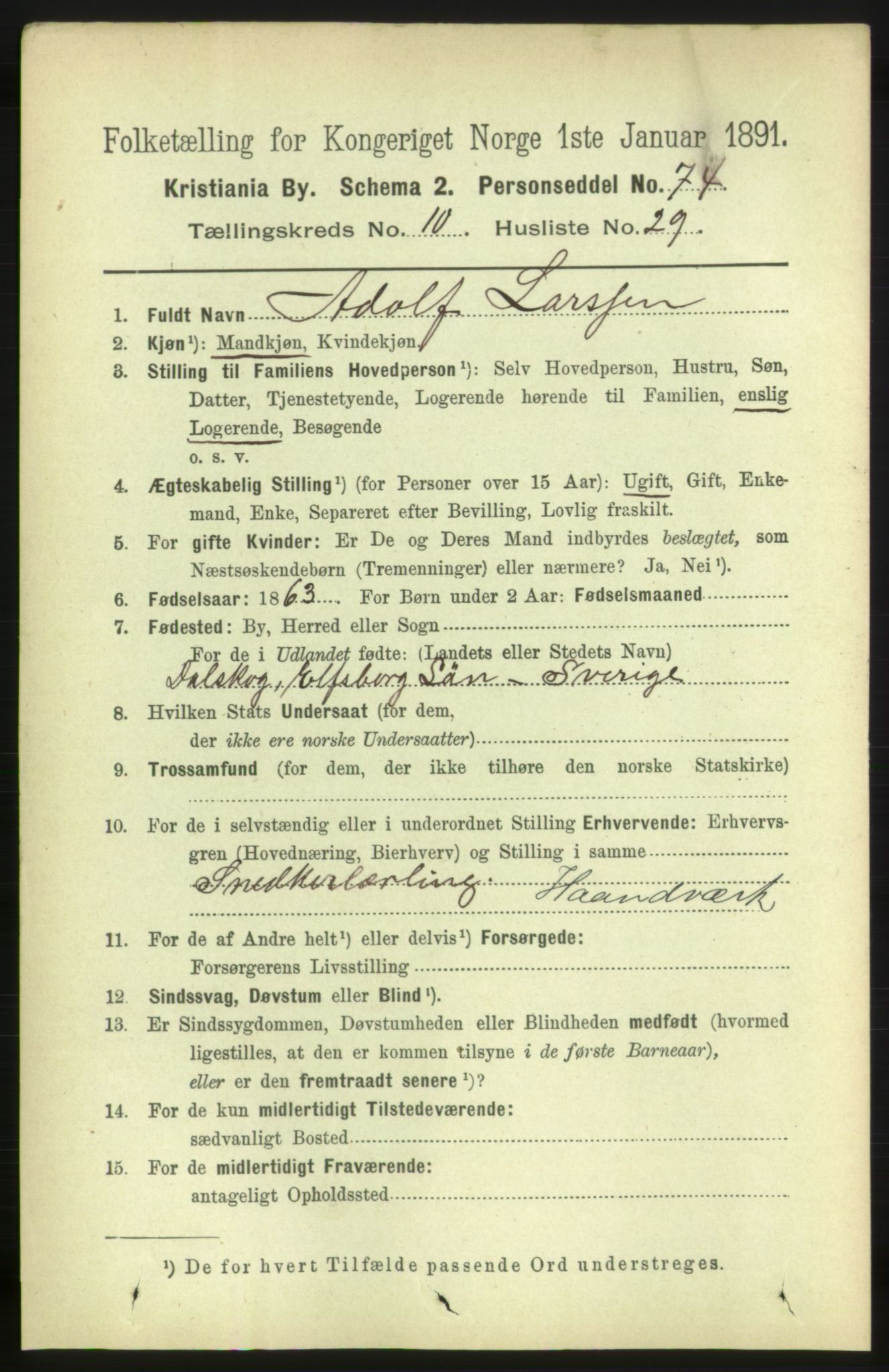 RA, 1891 census for 0301 Kristiania, 1891, p. 4792