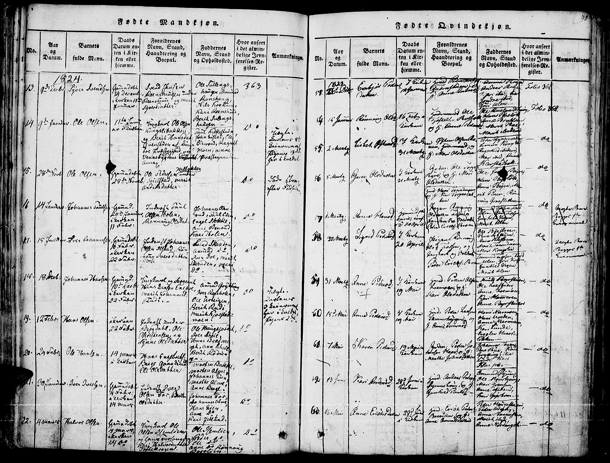Fron prestekontor, SAH/PREST-078/H/Ha/Haa/L0002: Parish register (official) no. 2, 1816-1827, p. 90