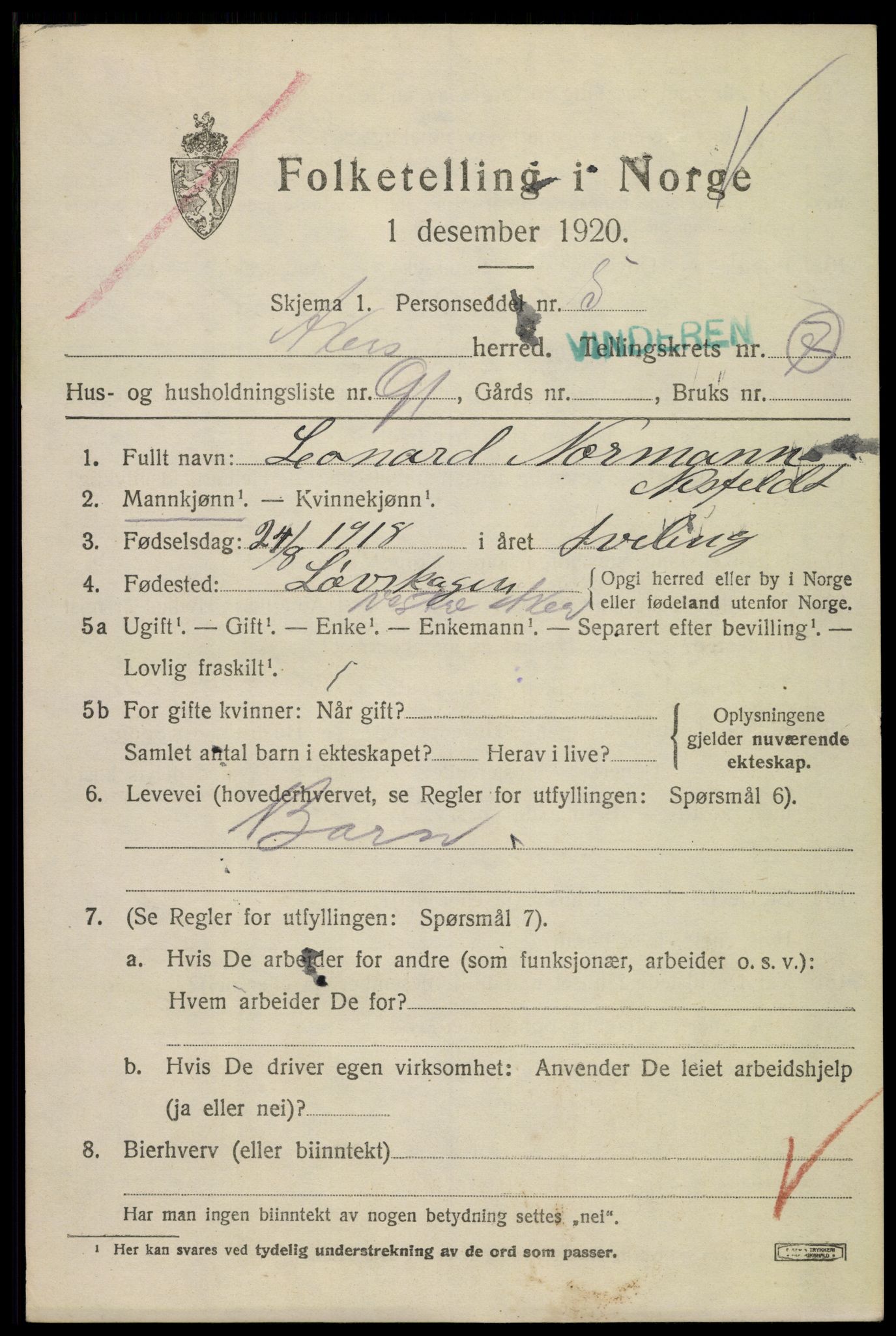 SAO, 1920 census for Aker, 1920, p. 47306