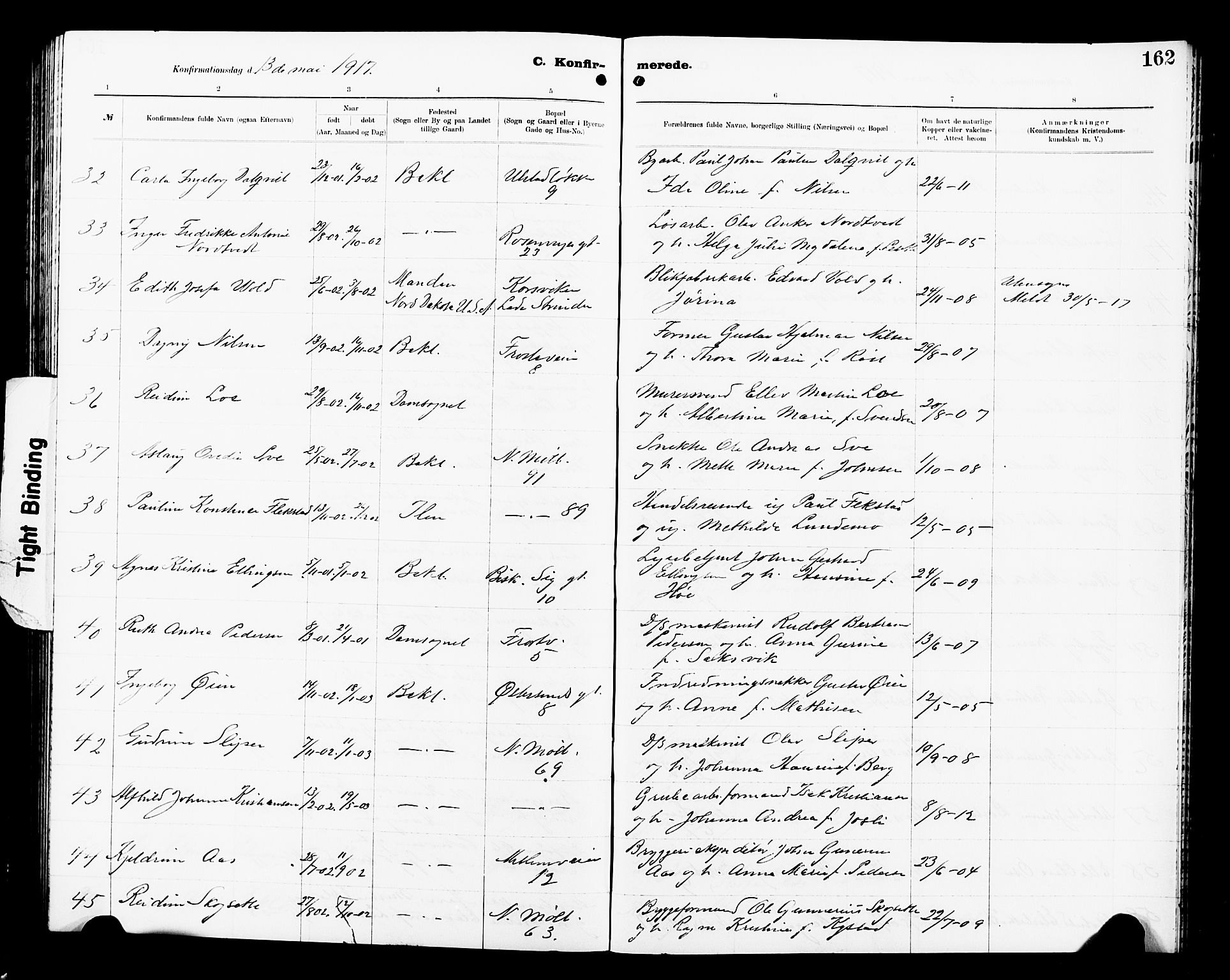 Ministerialprotokoller, klokkerbøker og fødselsregistre - Sør-Trøndelag, AV/SAT-A-1456/605/L0256: Parish register (copy) no. 605C03, 1916-1920, p. 162