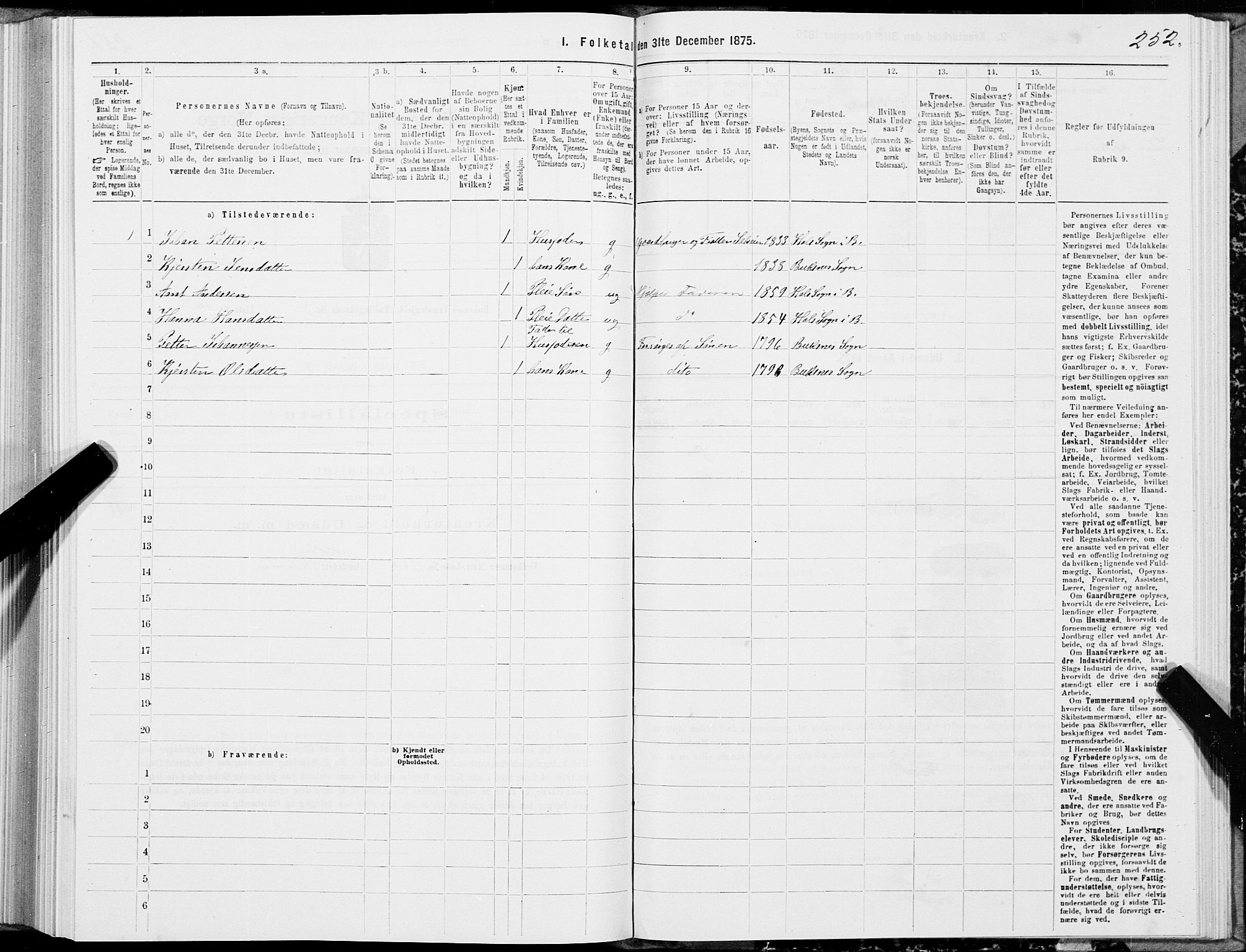 SAT, 1875 census for 1860P Buksnes, 1875, p. 2252