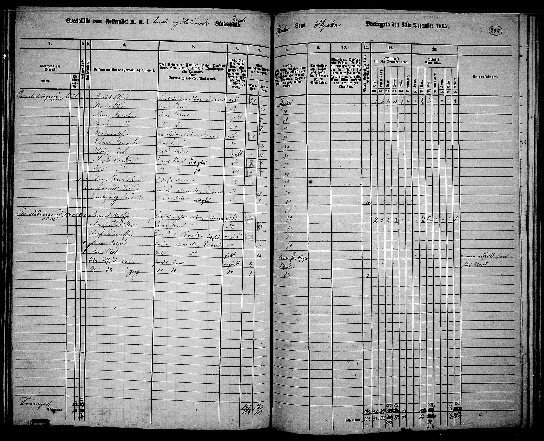 RA, 1865 census for Skjåk, 1865, p. 57